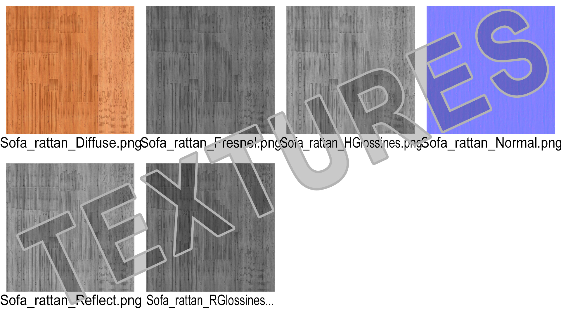 Vintage Rattan Sofa 3D model