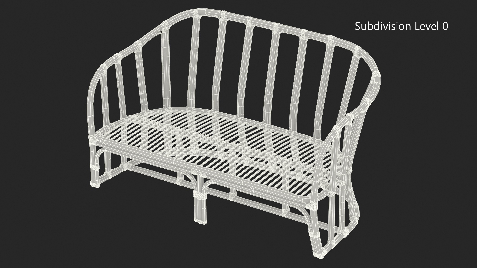 Vintage Rattan Sofa 3D model