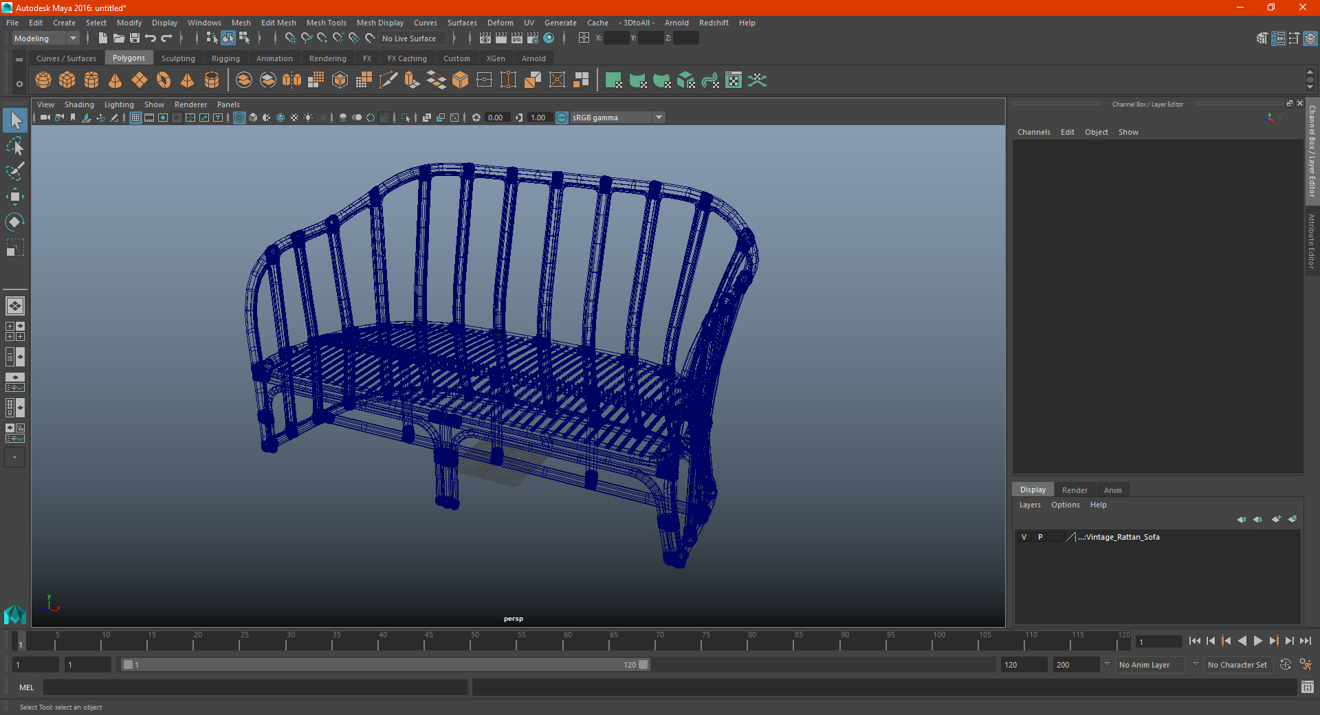Vintage Rattan Sofa 3D model