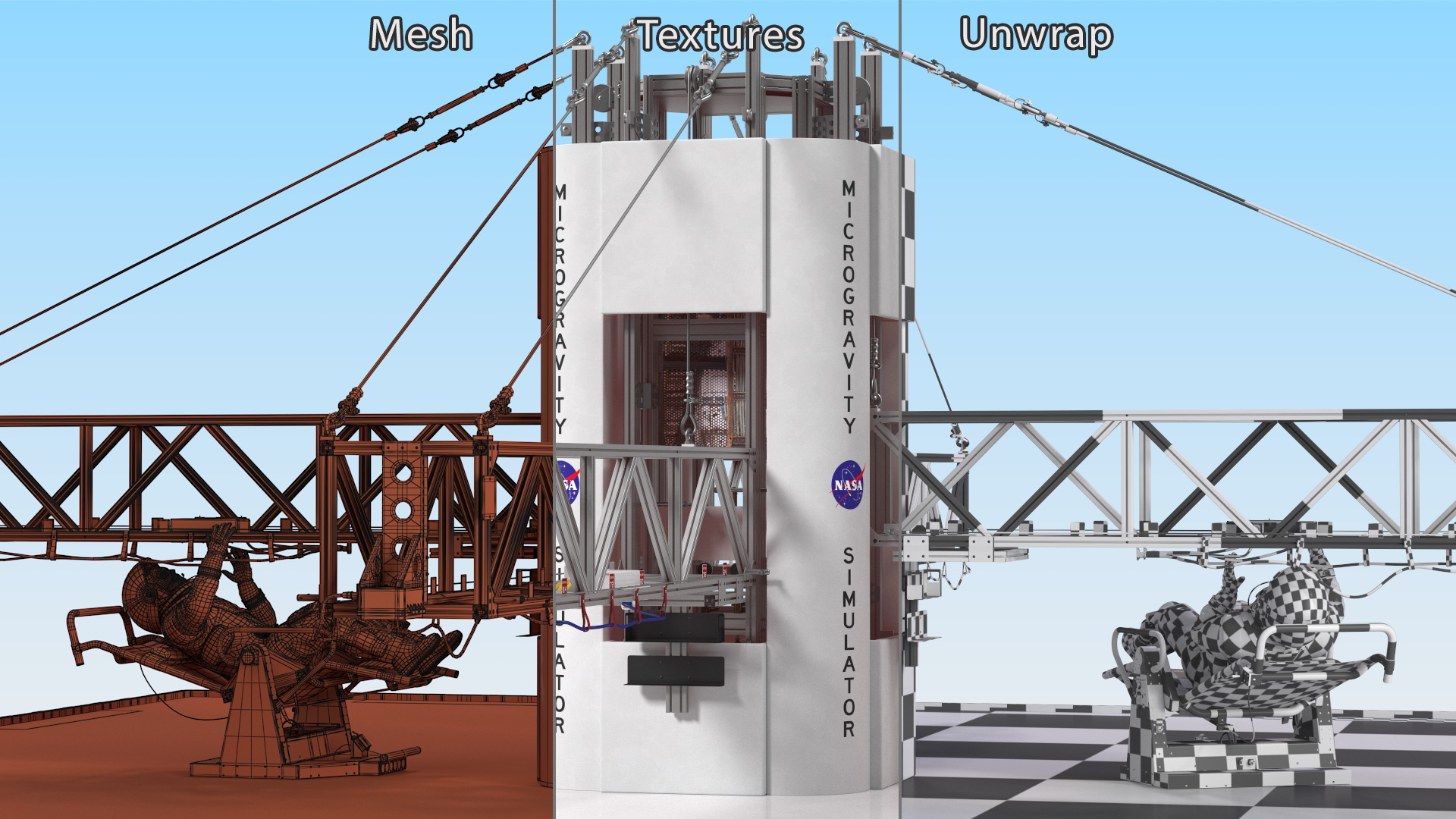 3D NASA Astronauts Train in the Microgravity Simulator