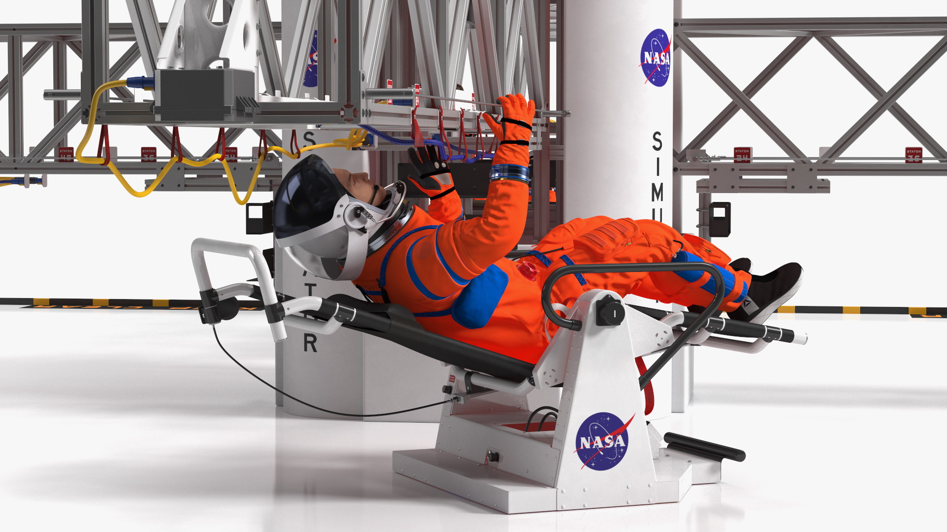 3D NASA Astronauts Train in the Microgravity Simulator