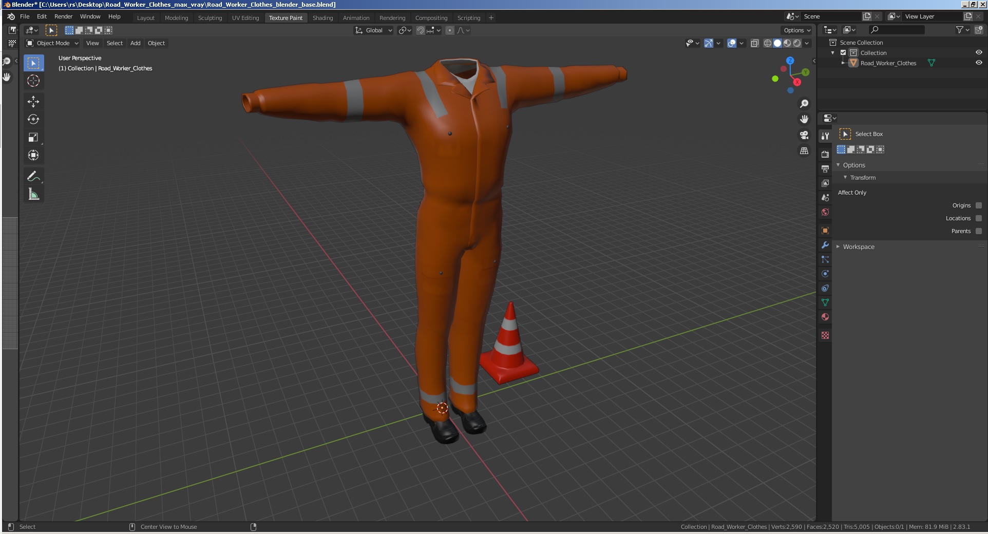 Road Worker Clothes 3D model