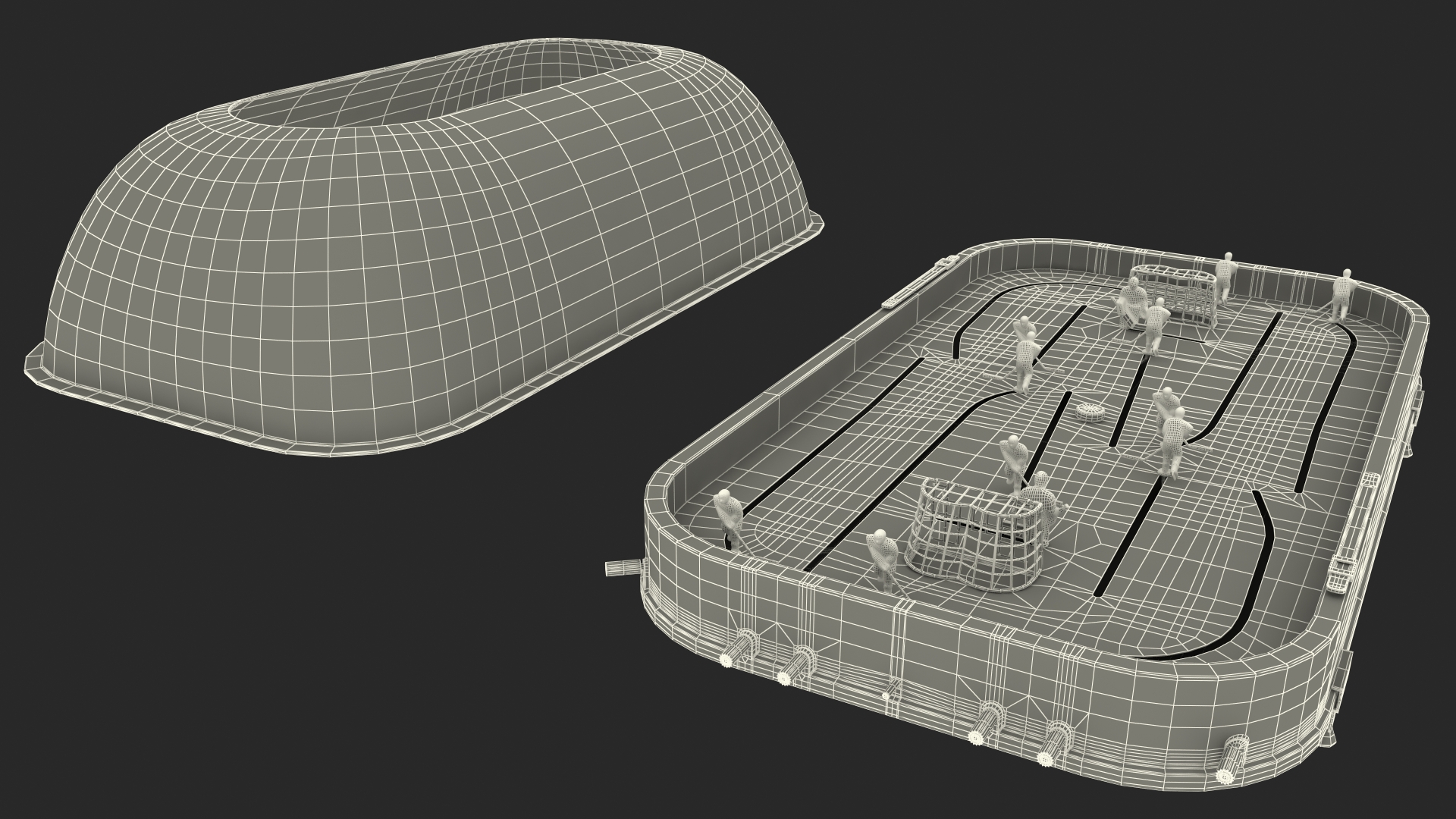 Table Hockey with Dome Rigged 3D model
