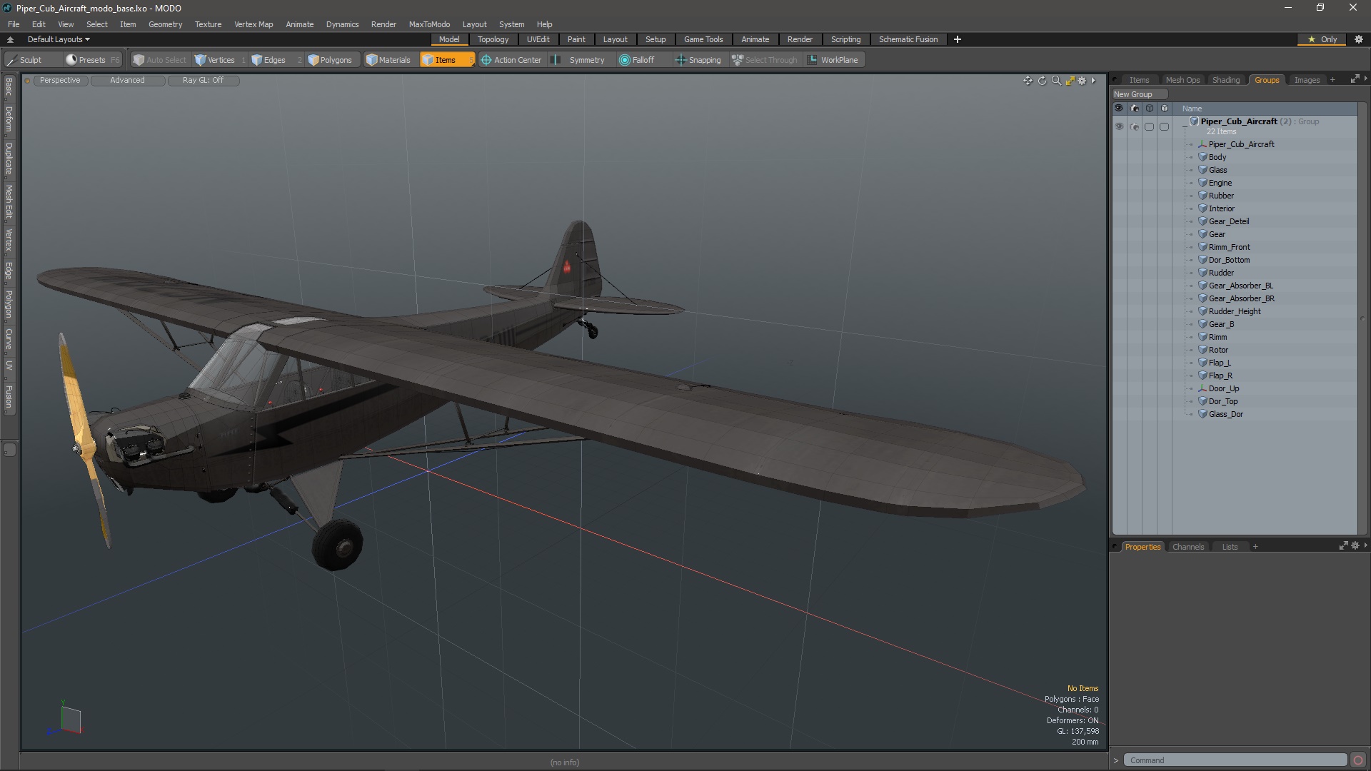 3D Piper Cub Aircraft model