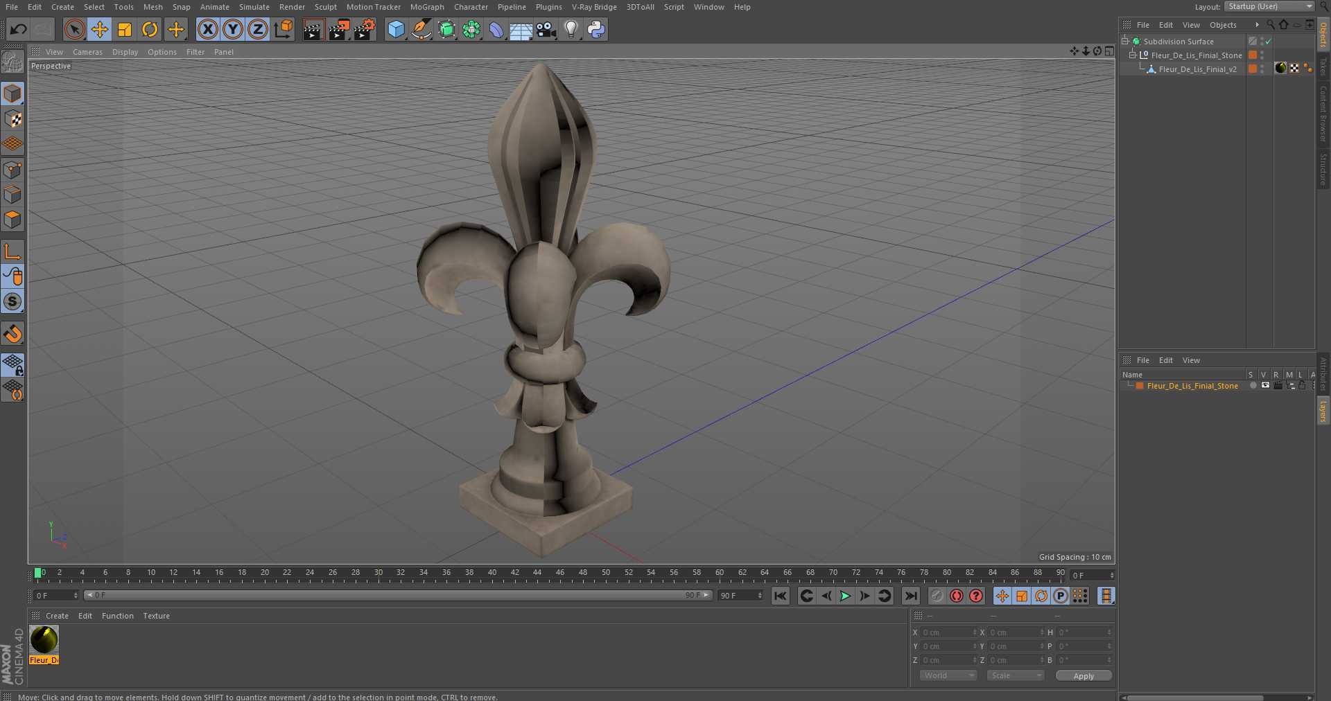 3D model Fleur De Lis Finial Stone