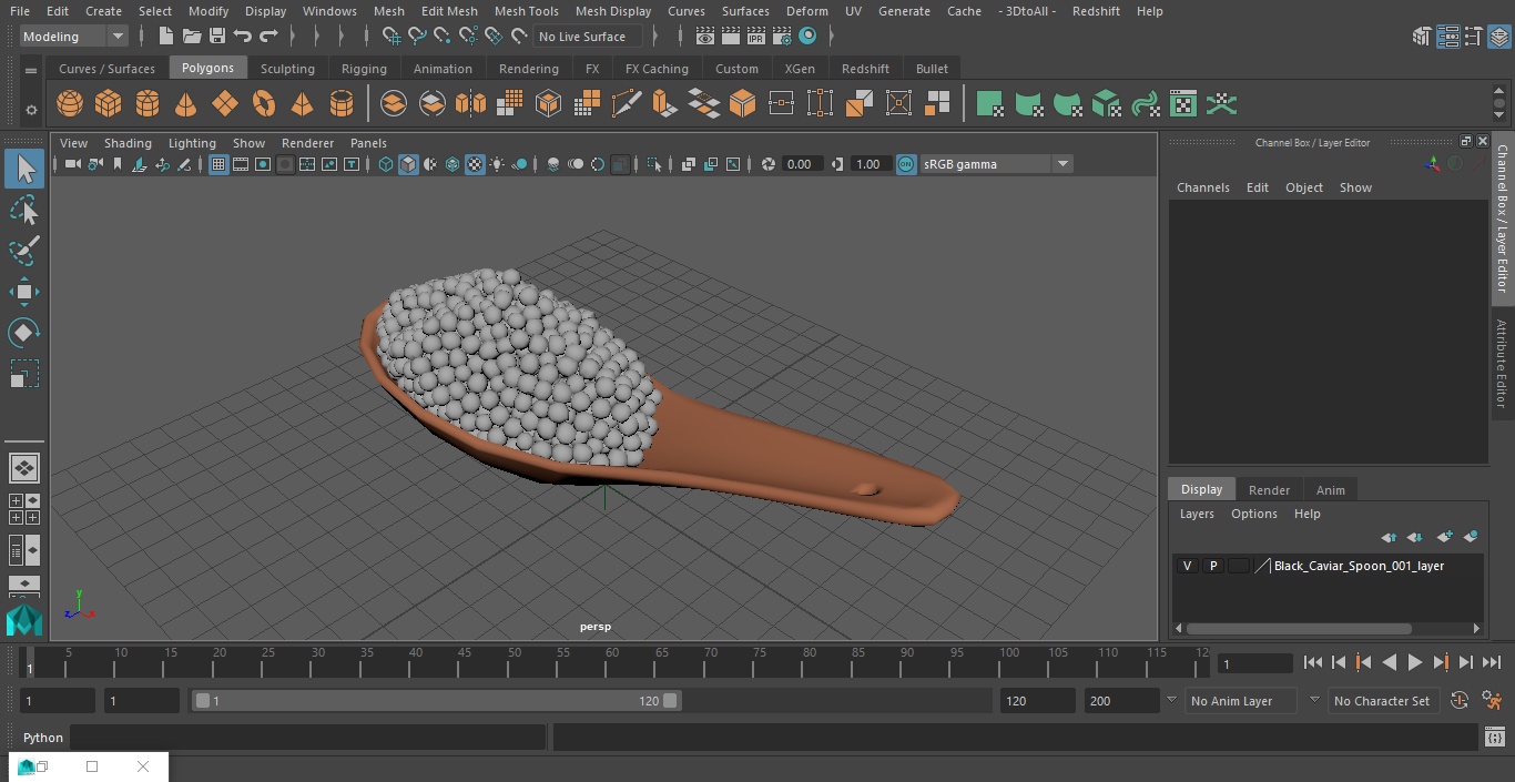 3D Black Caviar Spoon model