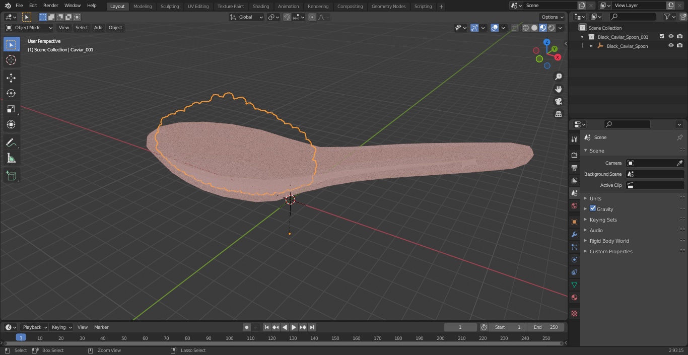 3D Black Caviar Spoon model