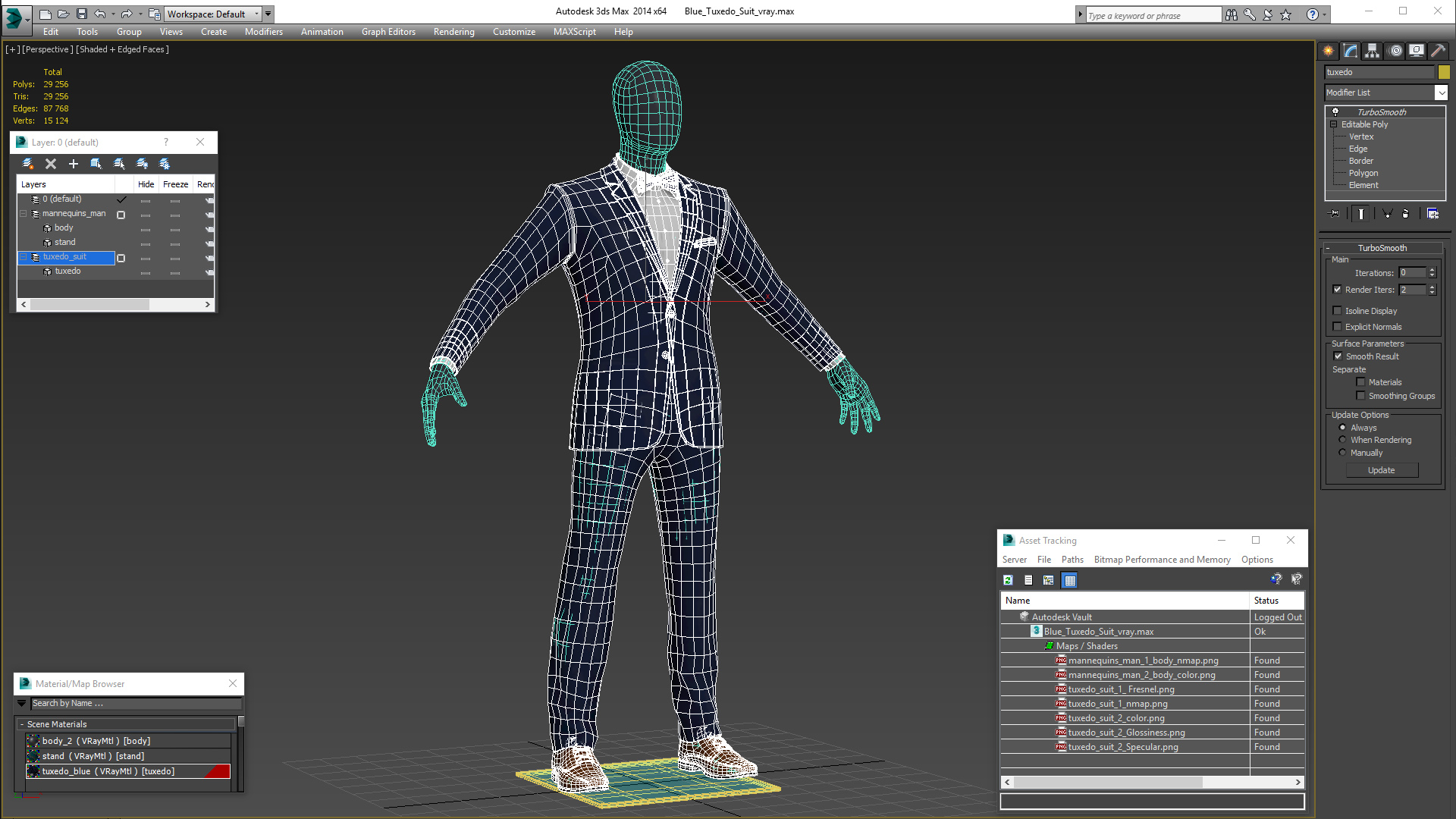 3D Blue Tuxedo Suit