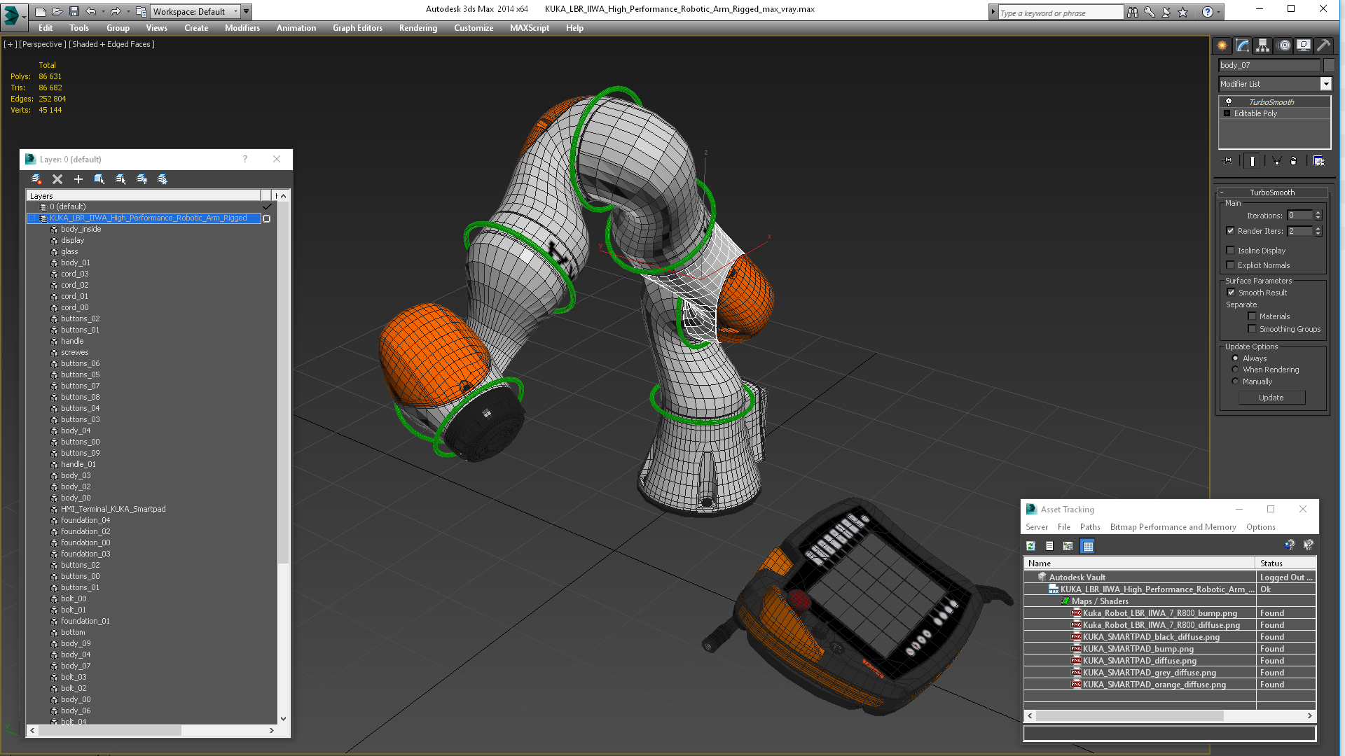 KUKA LBR IIWA High Performance Robotic Arm Rigged 3D model