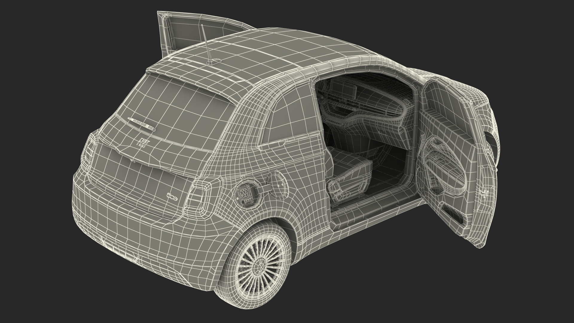 Fiat 500 La Prima EV Rigged 3D