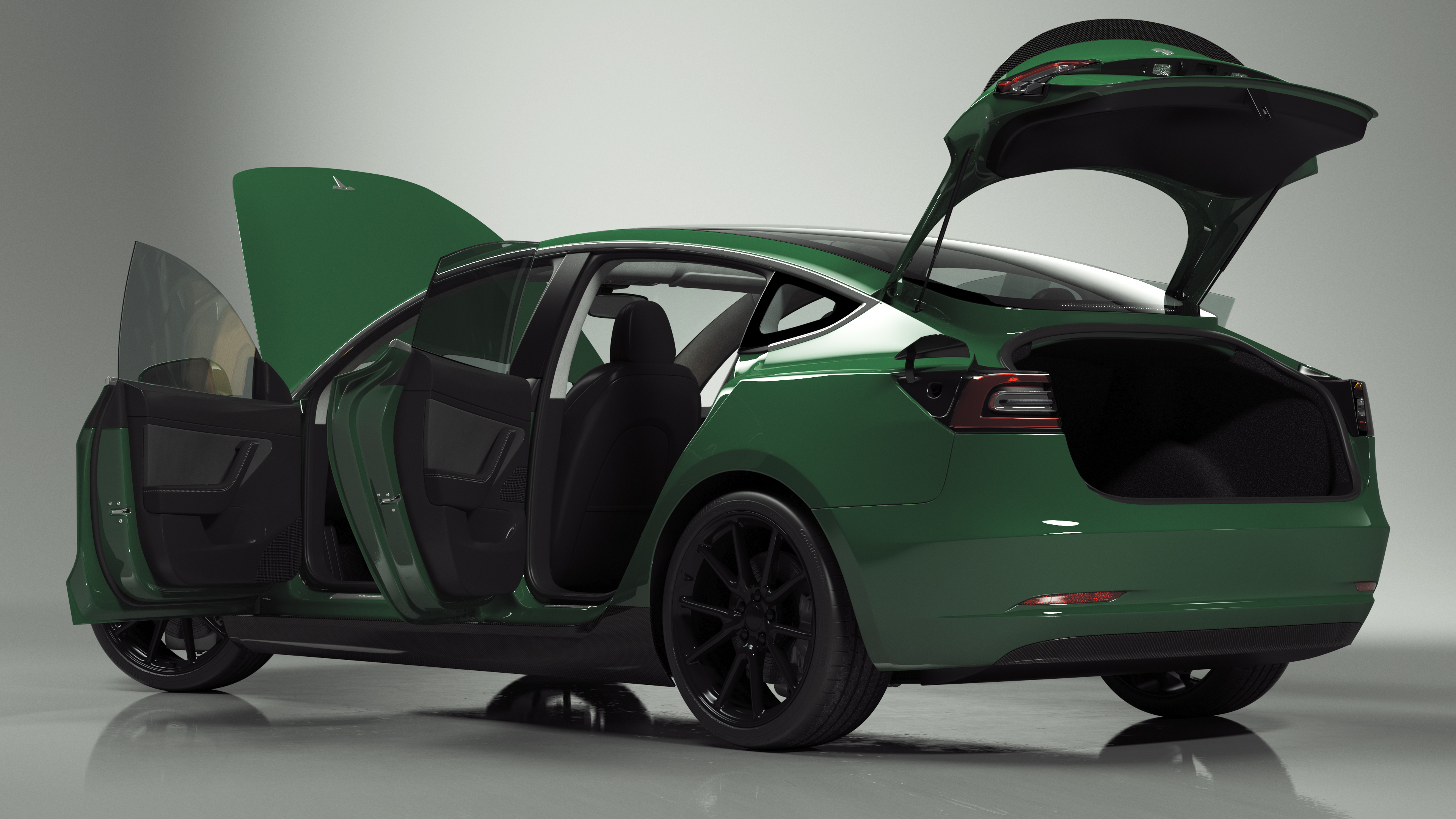 3D Tesla Model 3 Carbon Fiber Sport Package Rigged for Cinema 4D