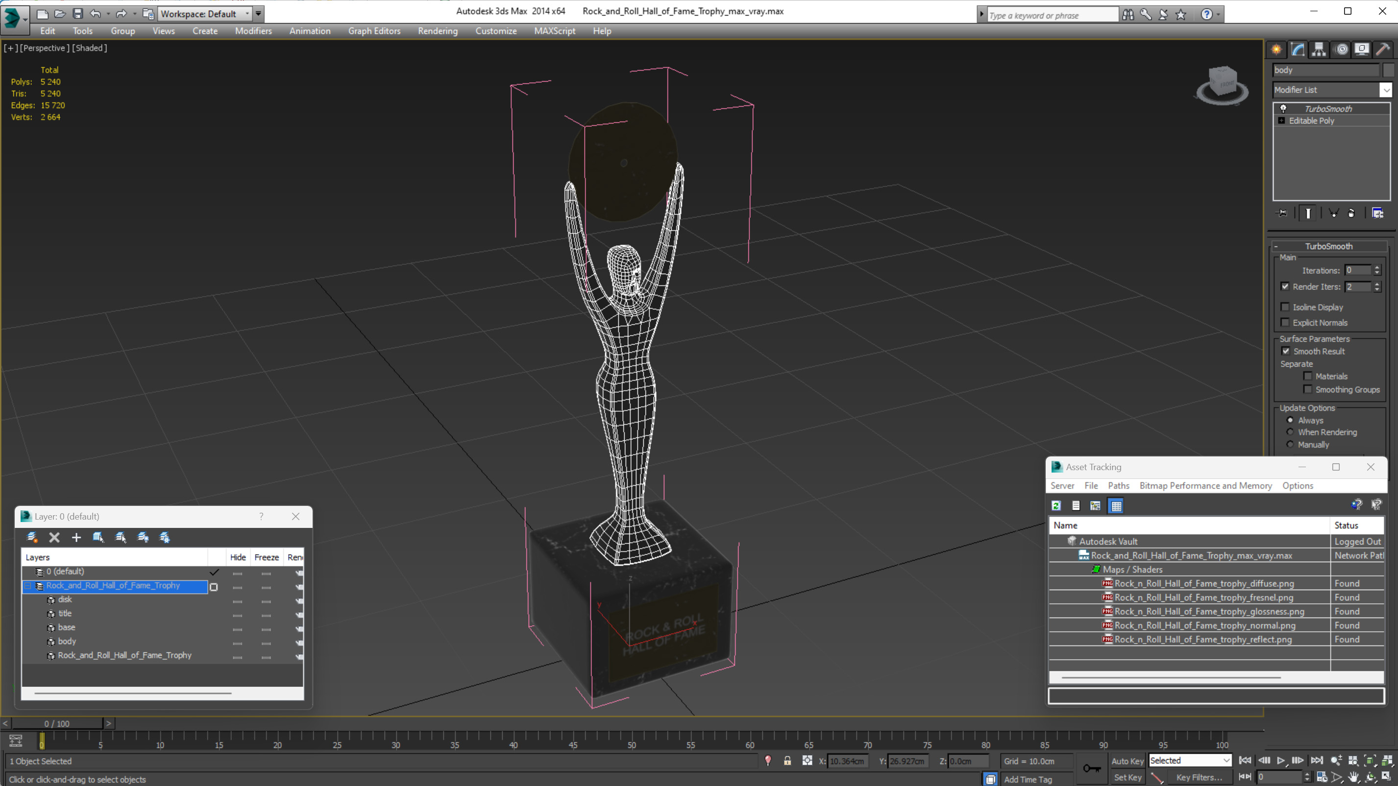 3D Rock and Roll Hall of Fame Trophy model