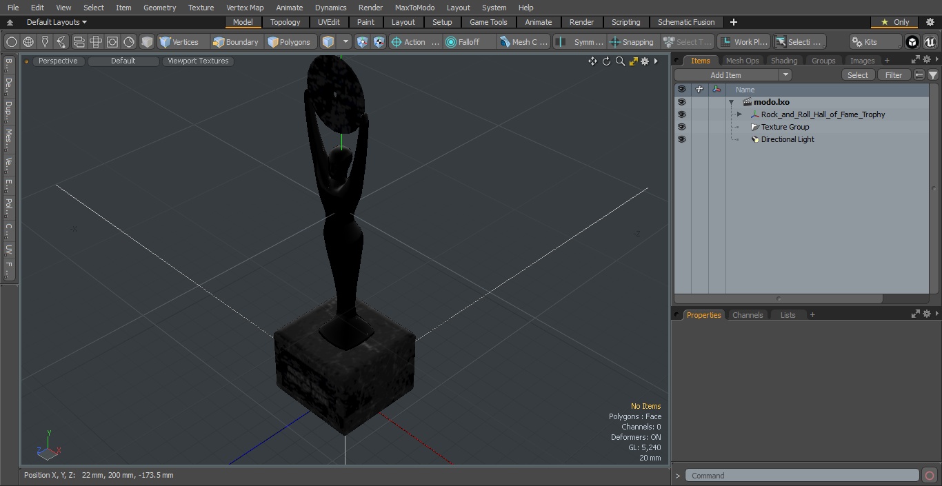 3D Rock and Roll Hall of Fame Trophy model