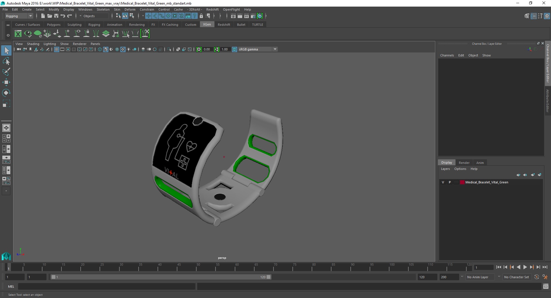3D Medical Bracelet Vital Green model