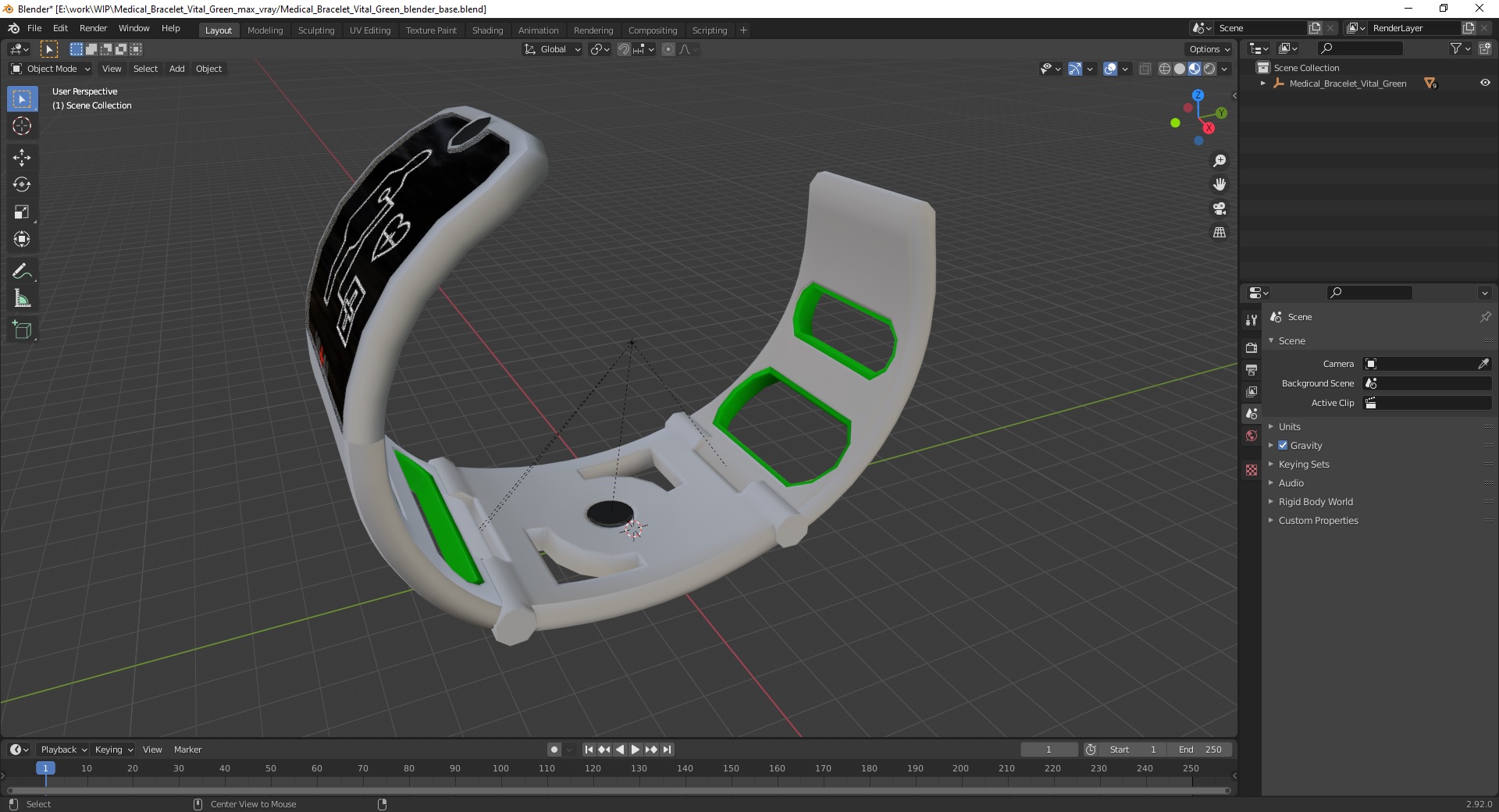 3D Medical Bracelet Vital Green model