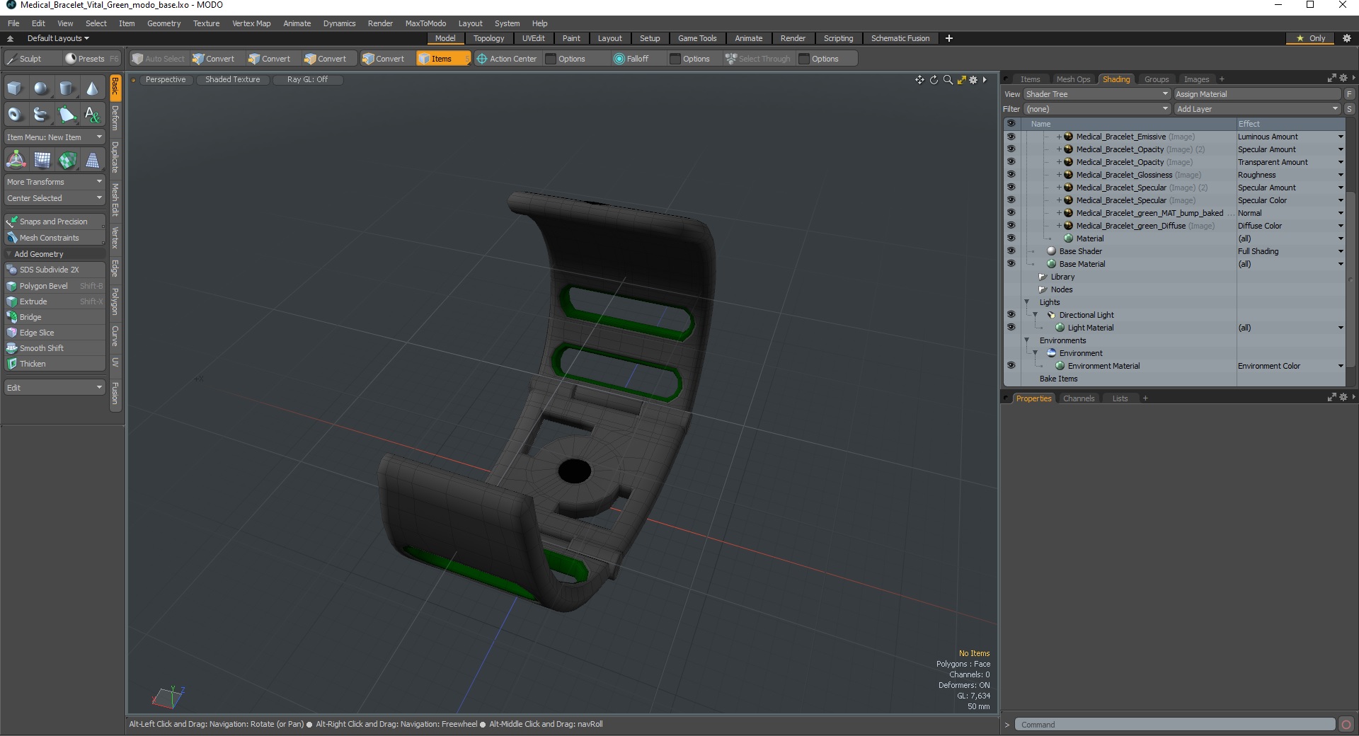3D Medical Bracelet Vital Green model