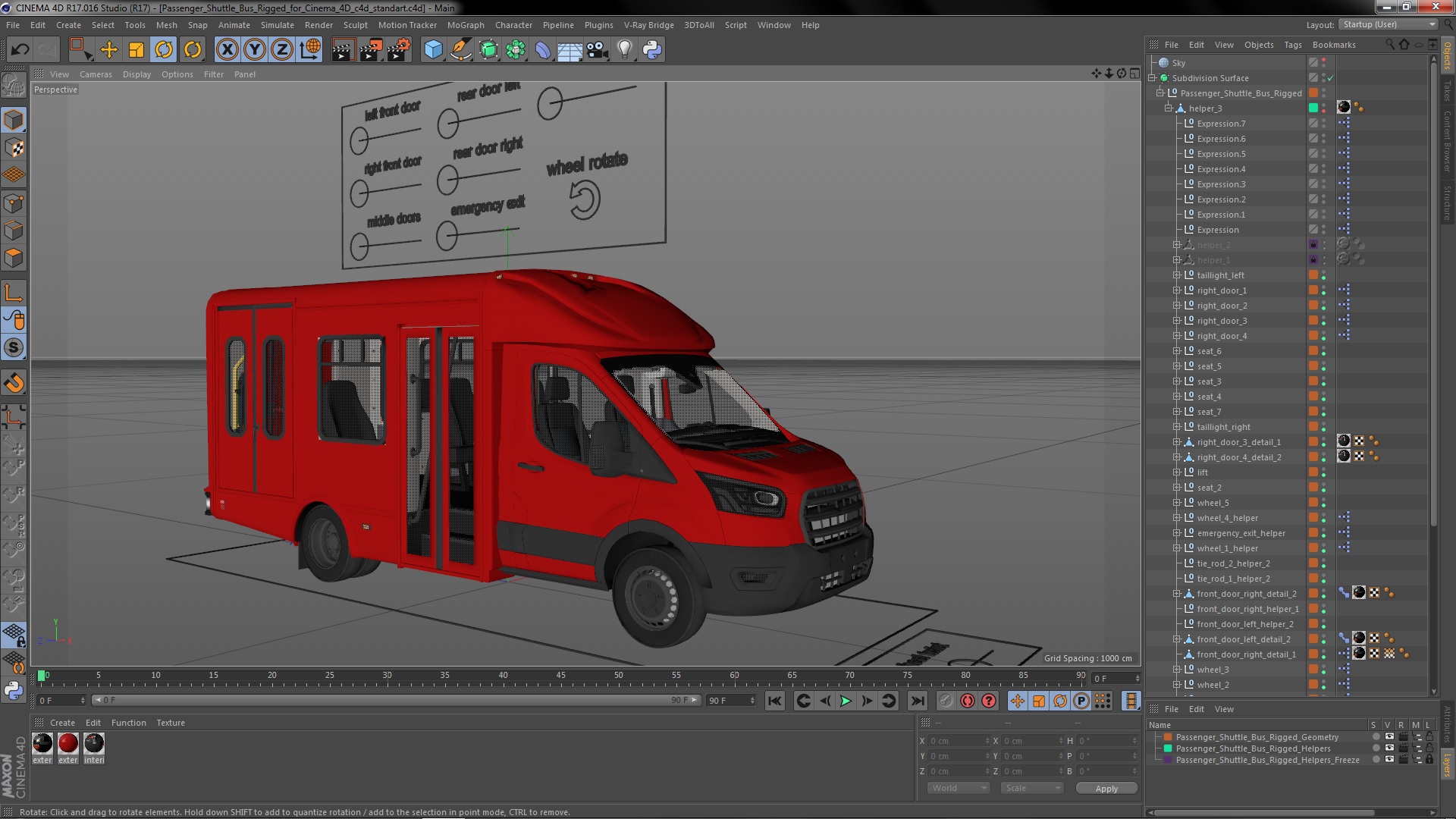 Passenger Shuttle Bus Rigged for Cinema 4D 3D
