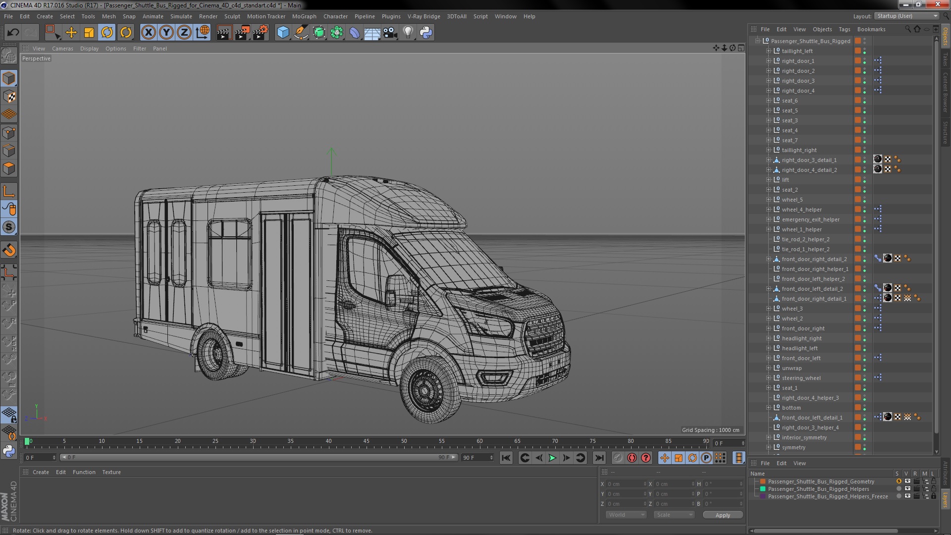 Passenger Shuttle Bus Rigged for Cinema 4D 3D