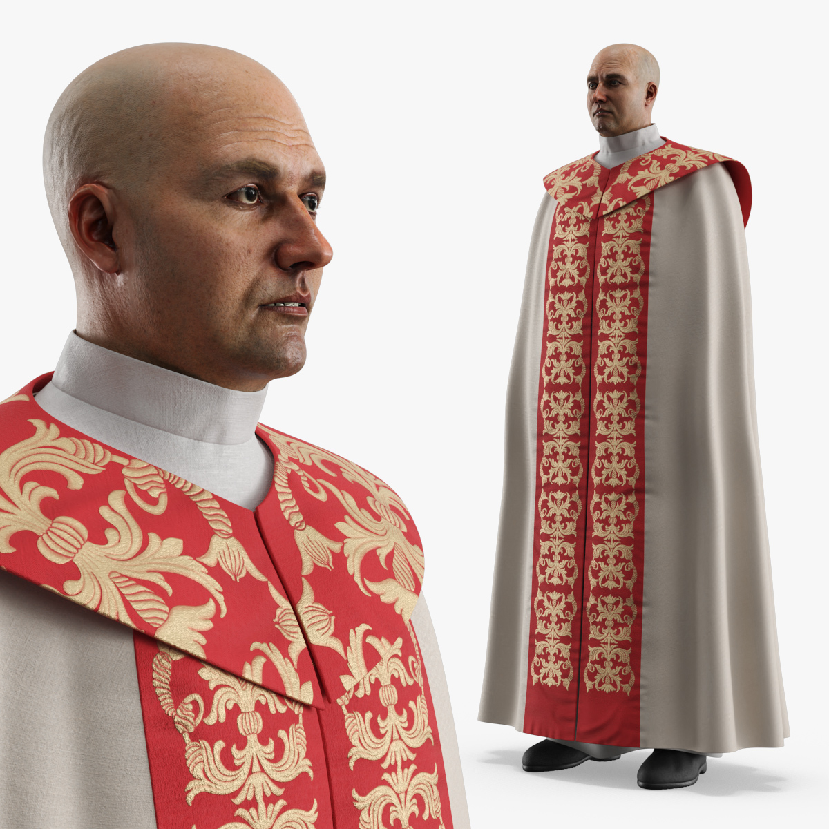 Ceremonial Priest Robe on Man 3D model preview