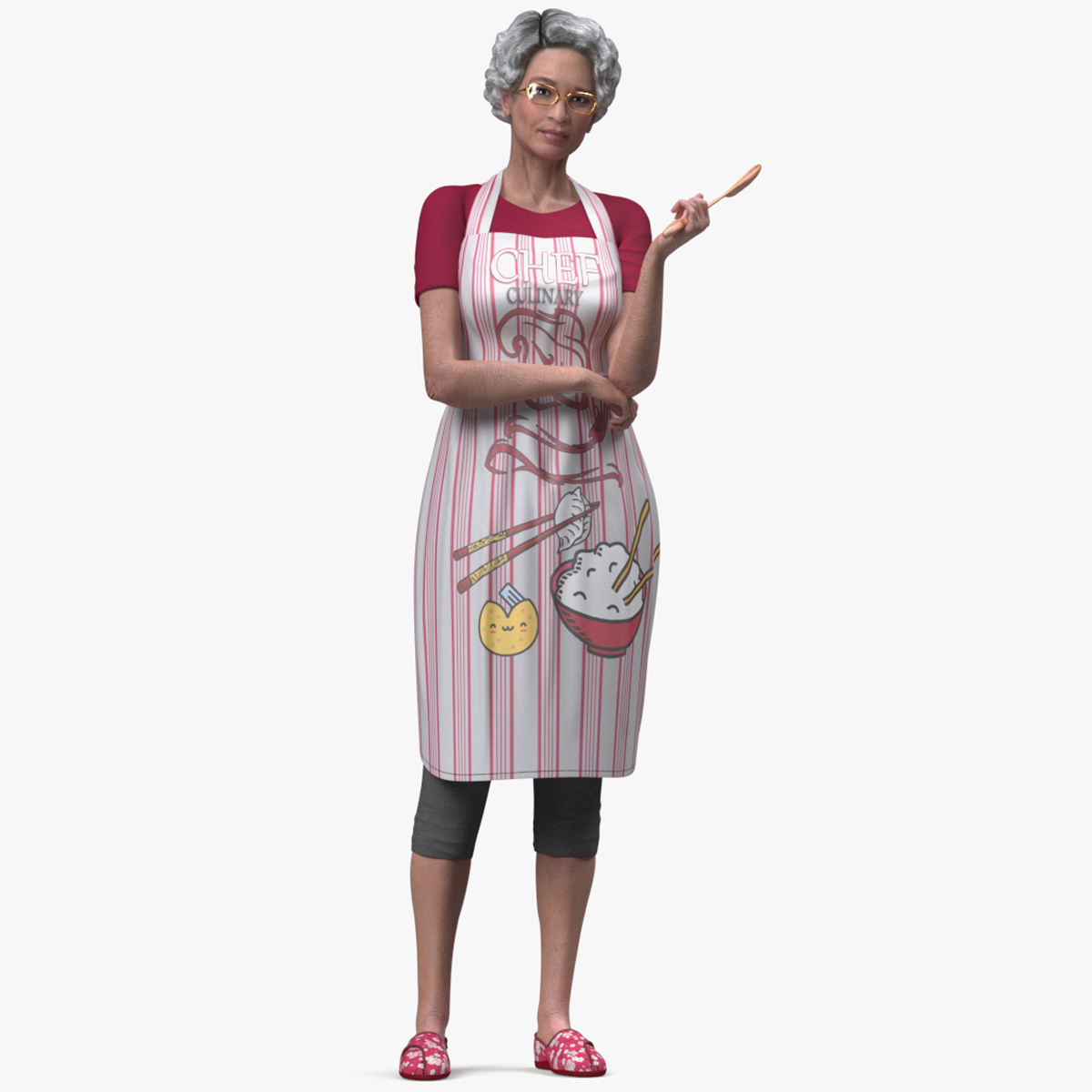 Korean Woman Kitchen Style Rigged for Cinema 4D 3D
