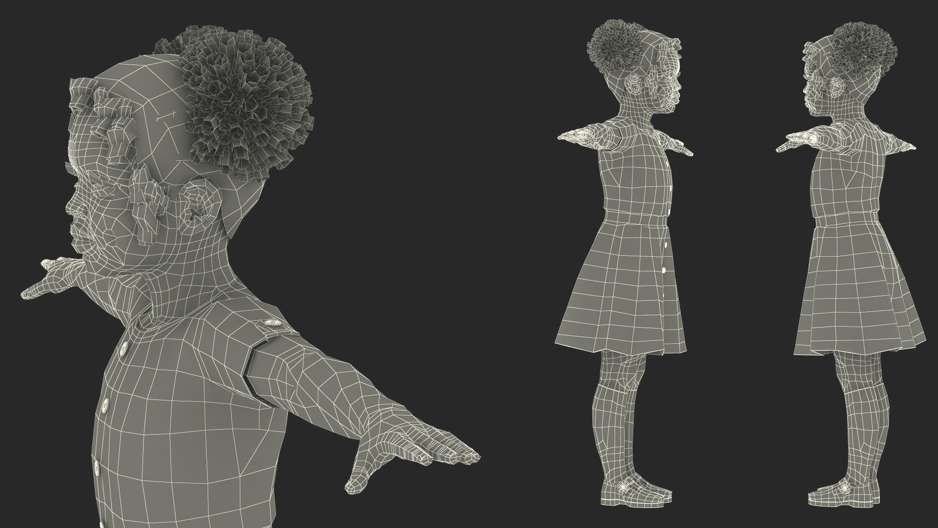 Everyday Style Black Girl Child Rigged for Maya 3D