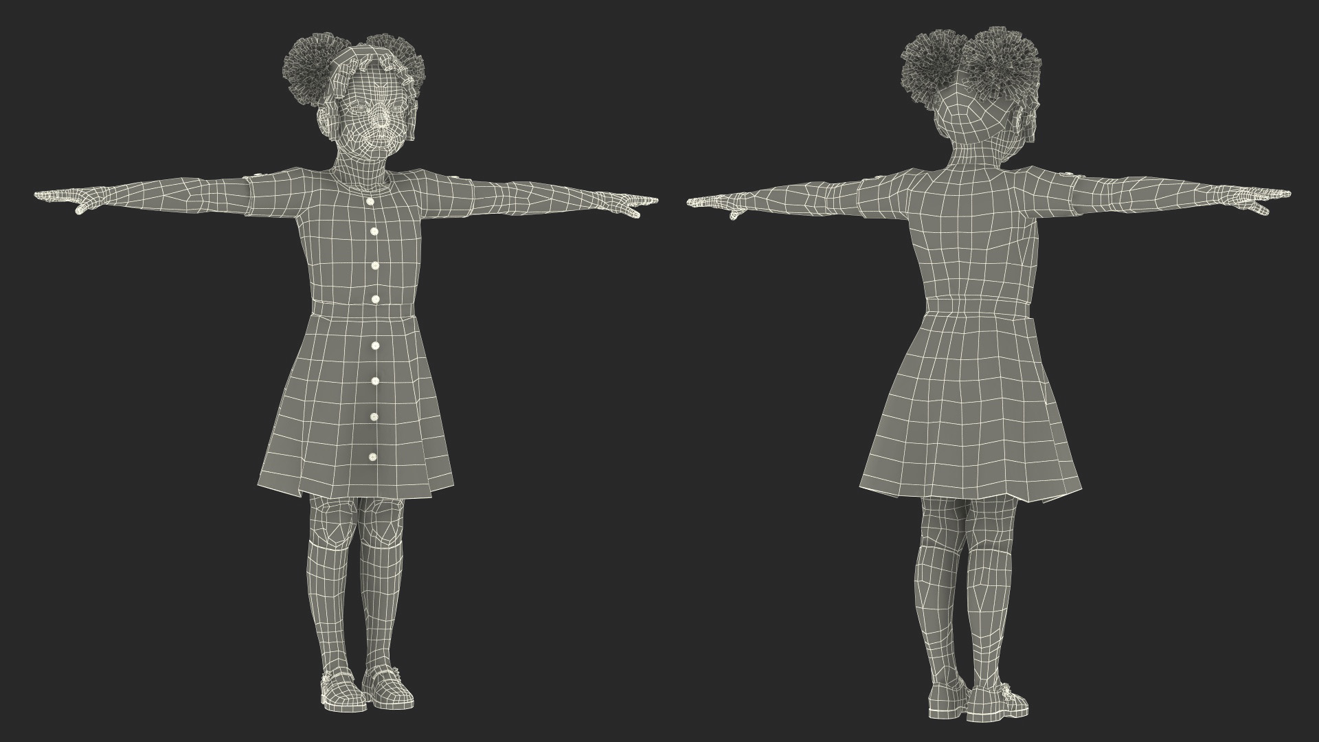 Everyday Style Black Girl Child Rigged for Maya 3D