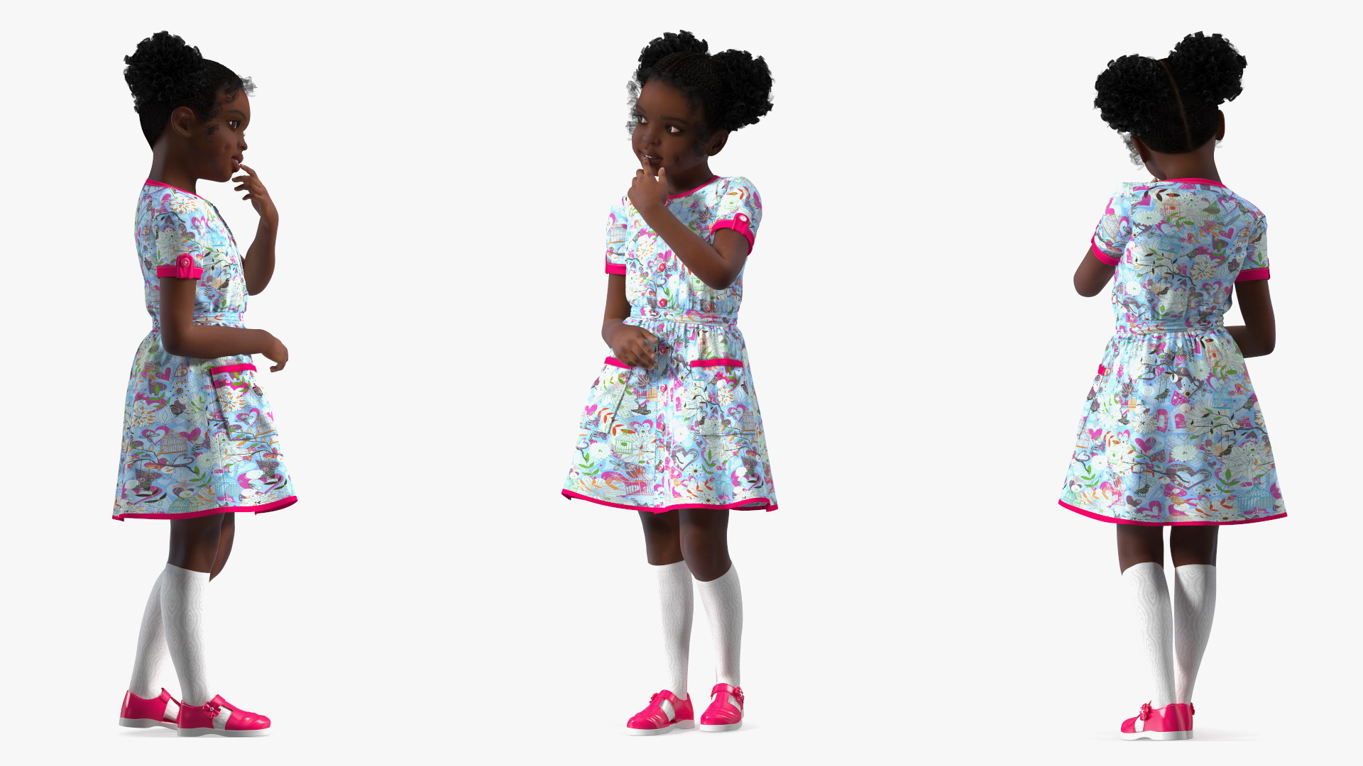 Everyday Style Black Girl Child Rigged for Maya 3D