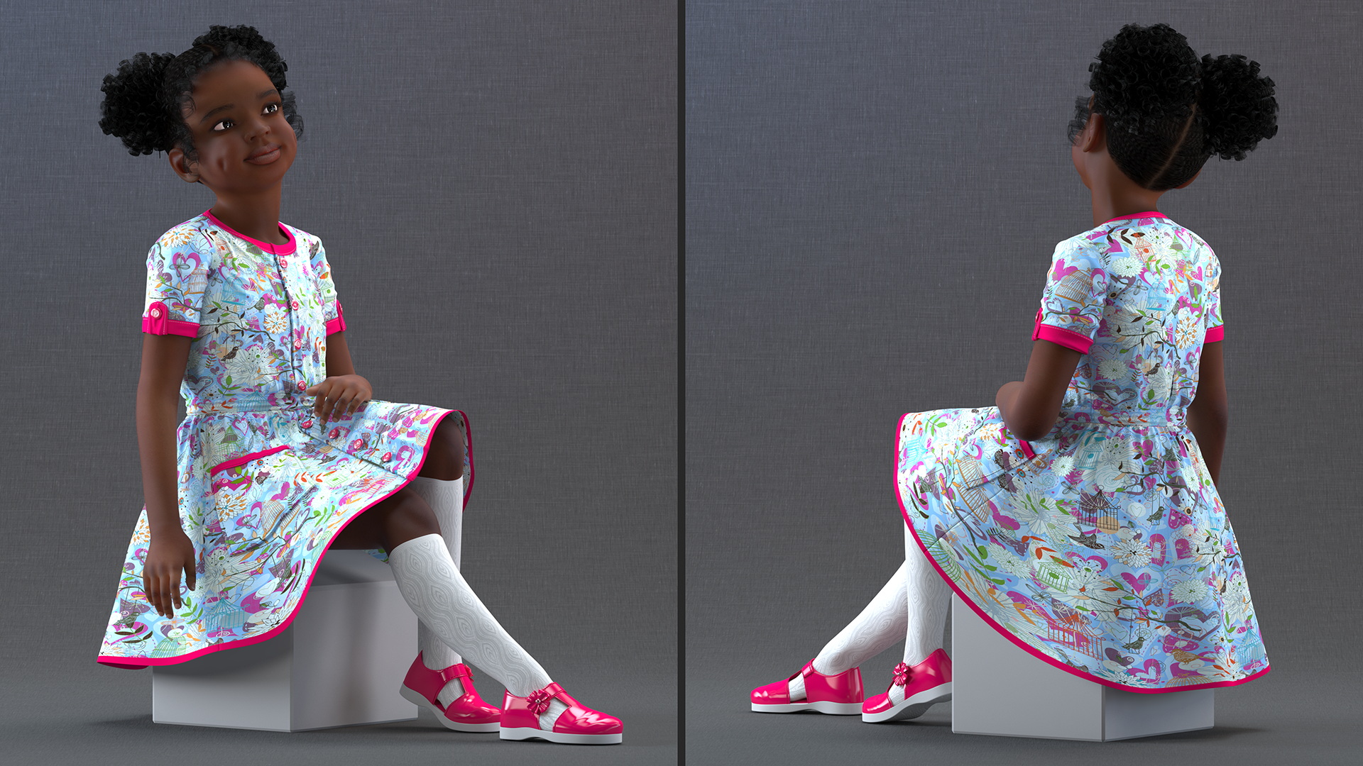Everyday Style Black Girl Child Rigged for Maya 3D