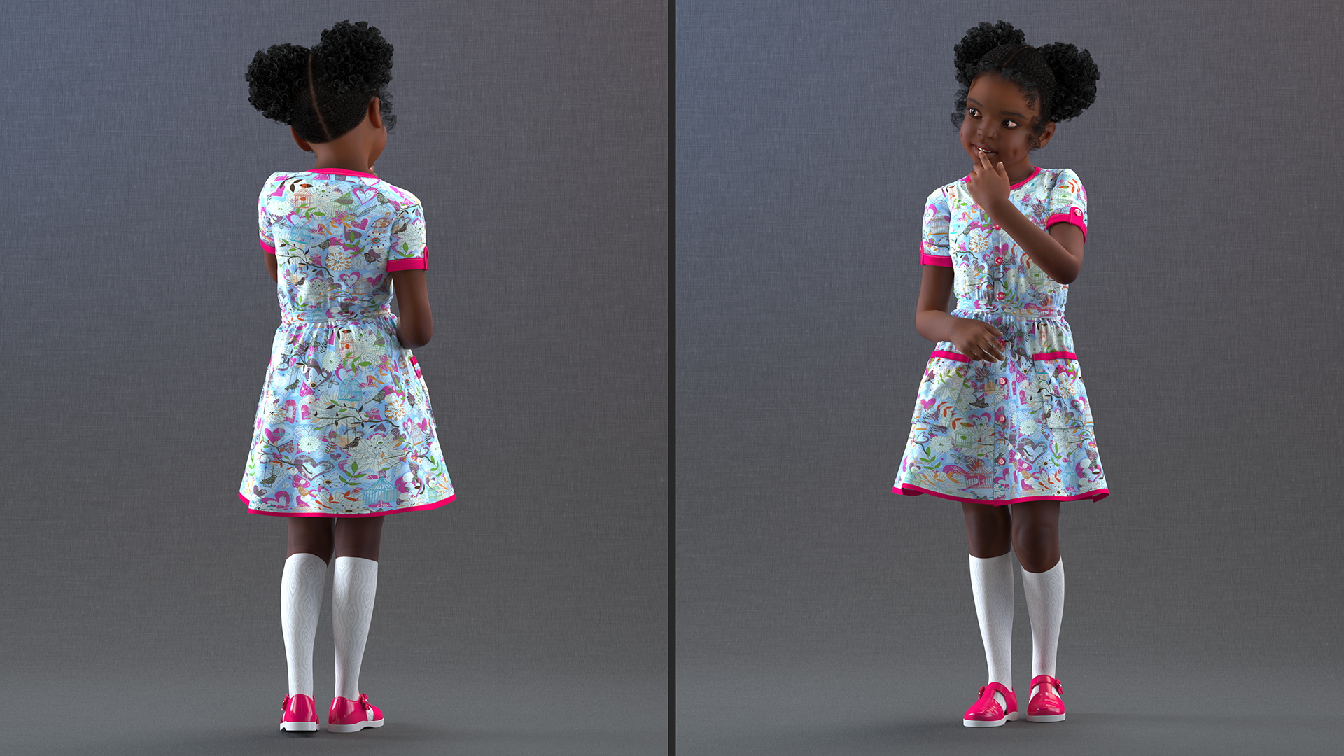 Everyday Style Black Girl Child Rigged for Maya 3D
