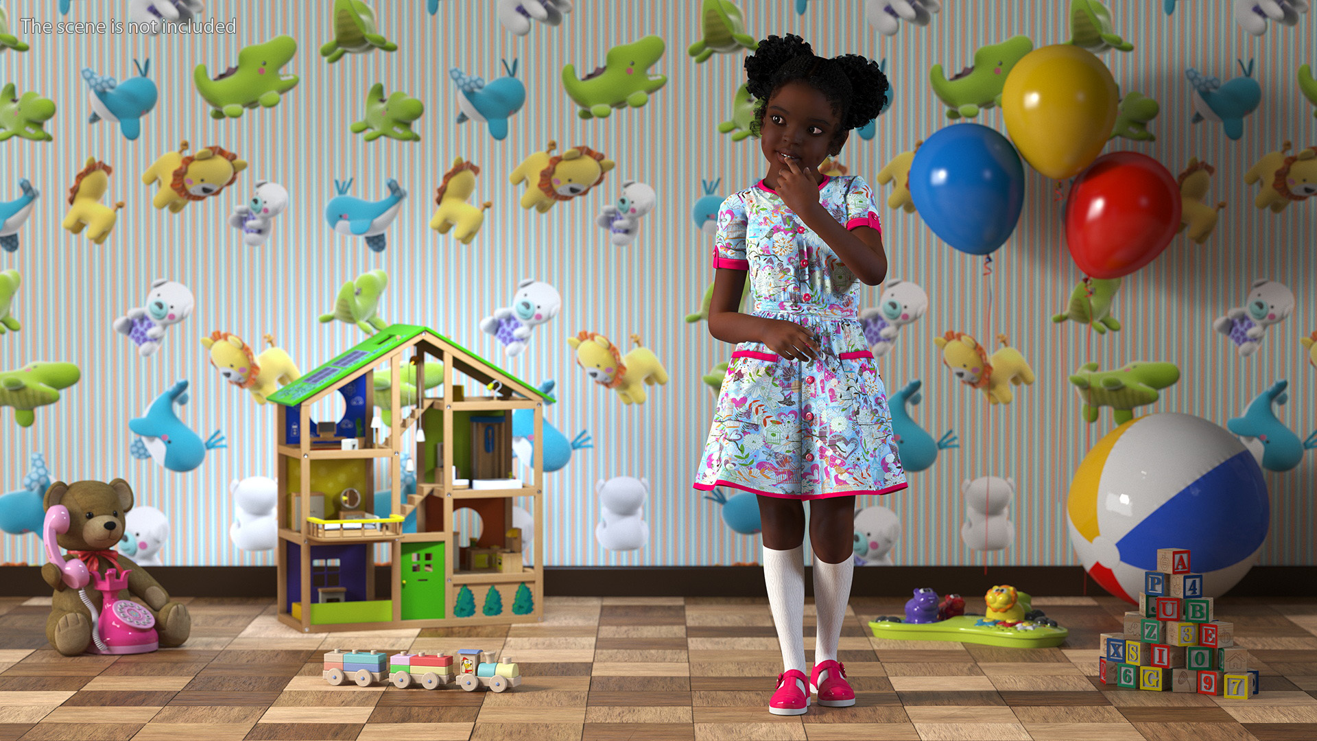 Everyday Style Black Girl Child Rigged for Maya 3D
