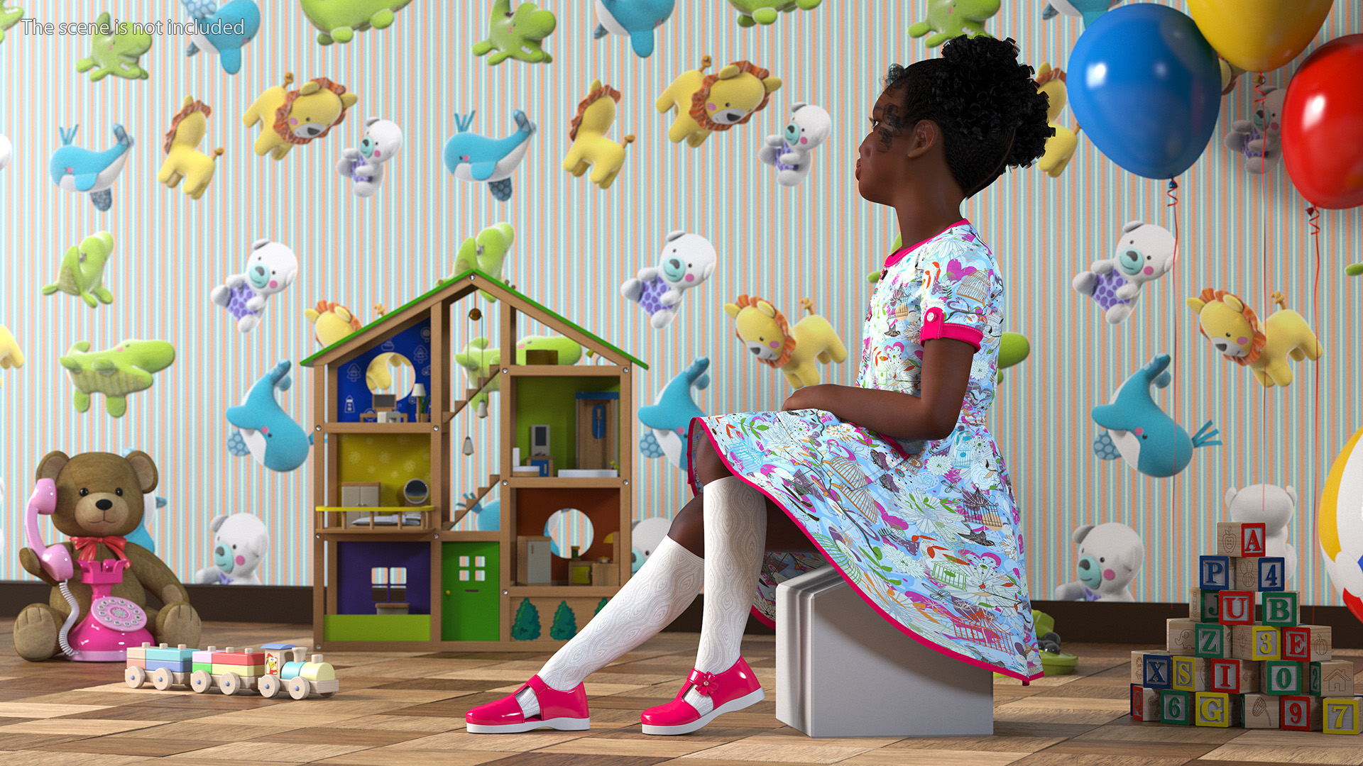 Everyday Style Black Girl Child Rigged for Maya 3D