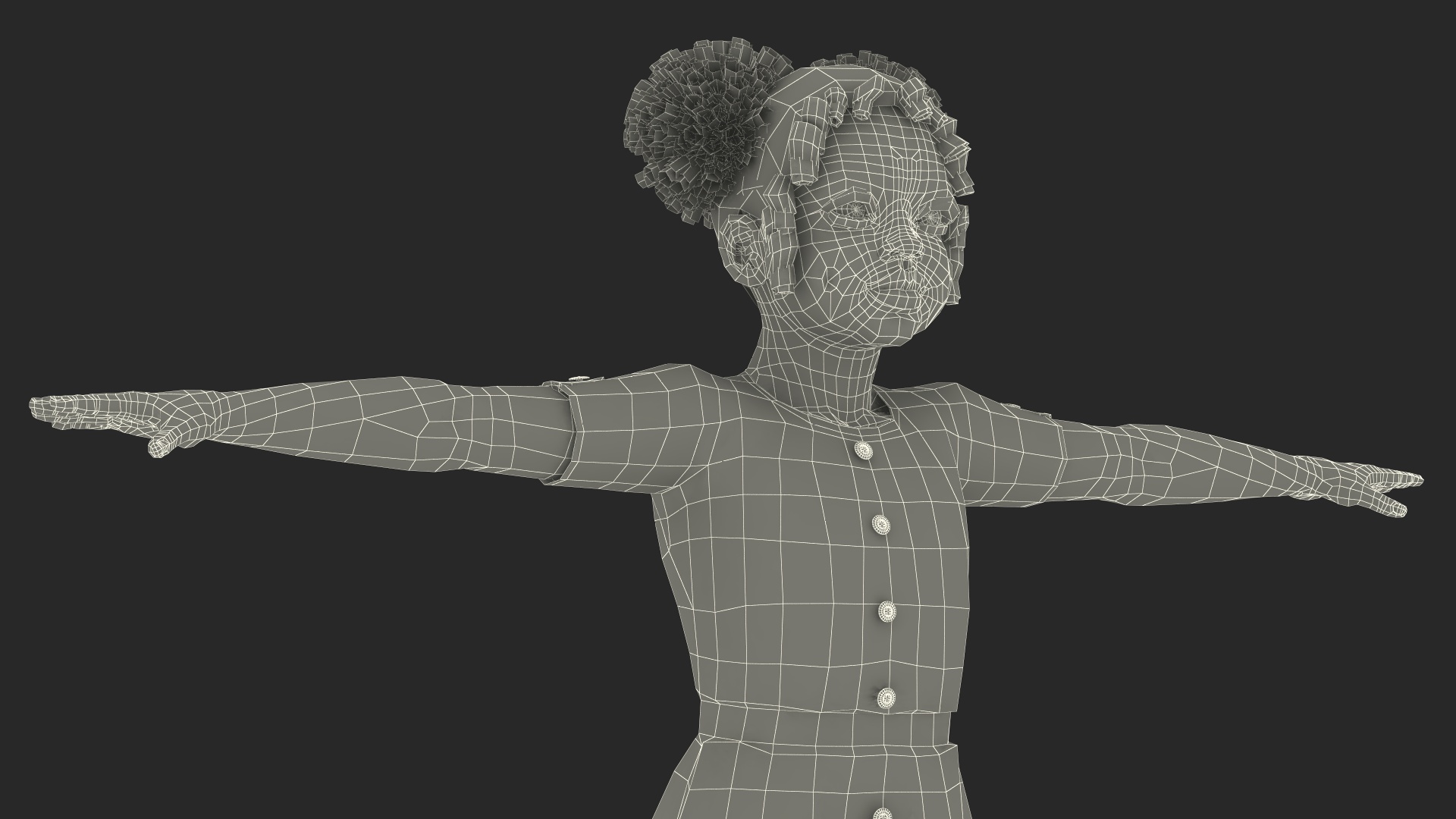 Everyday Style Black Girl Child Rigged for Maya 3D