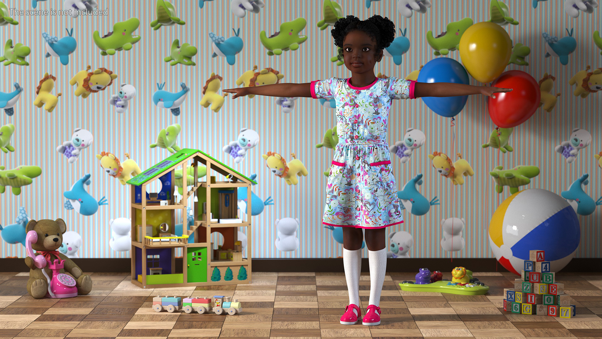 Everyday Style Black Girl Child Rigged for Maya 3D