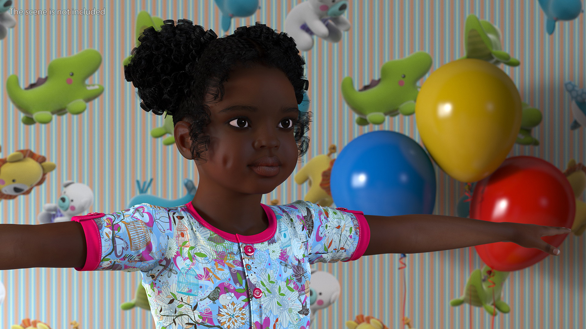 Everyday Style Black Girl Child Rigged for Maya 3D