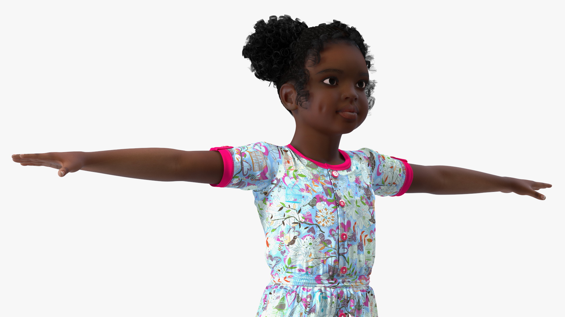 Everyday Style Black Girl Child Rigged for Maya 3D