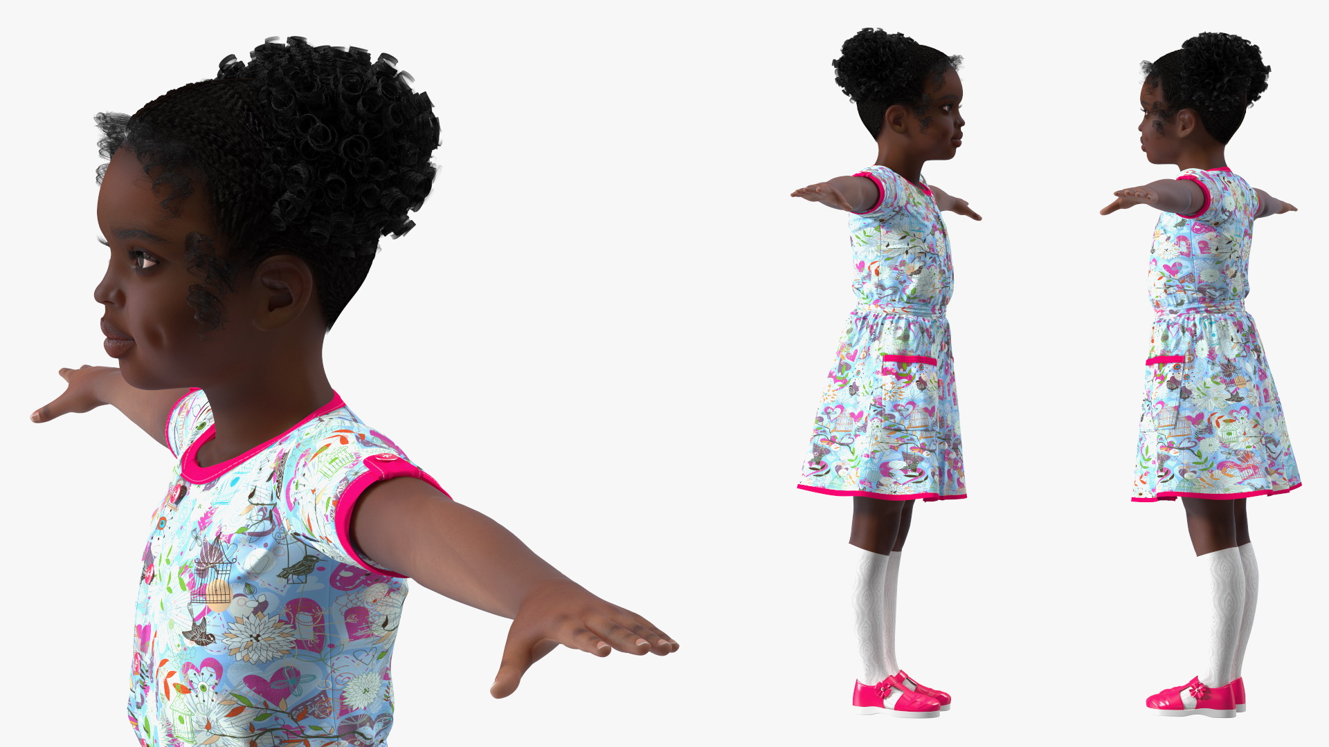 Everyday Style Black Girl Child Rigged for Maya 3D