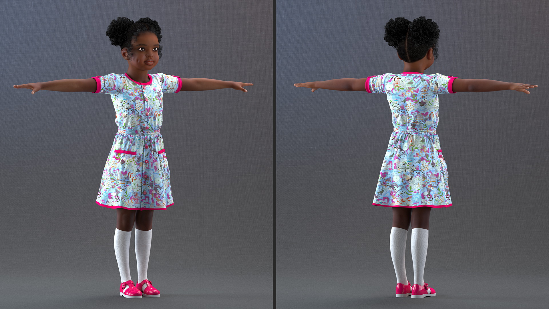 Everyday Style Black Girl Child Rigged for Maya 3D