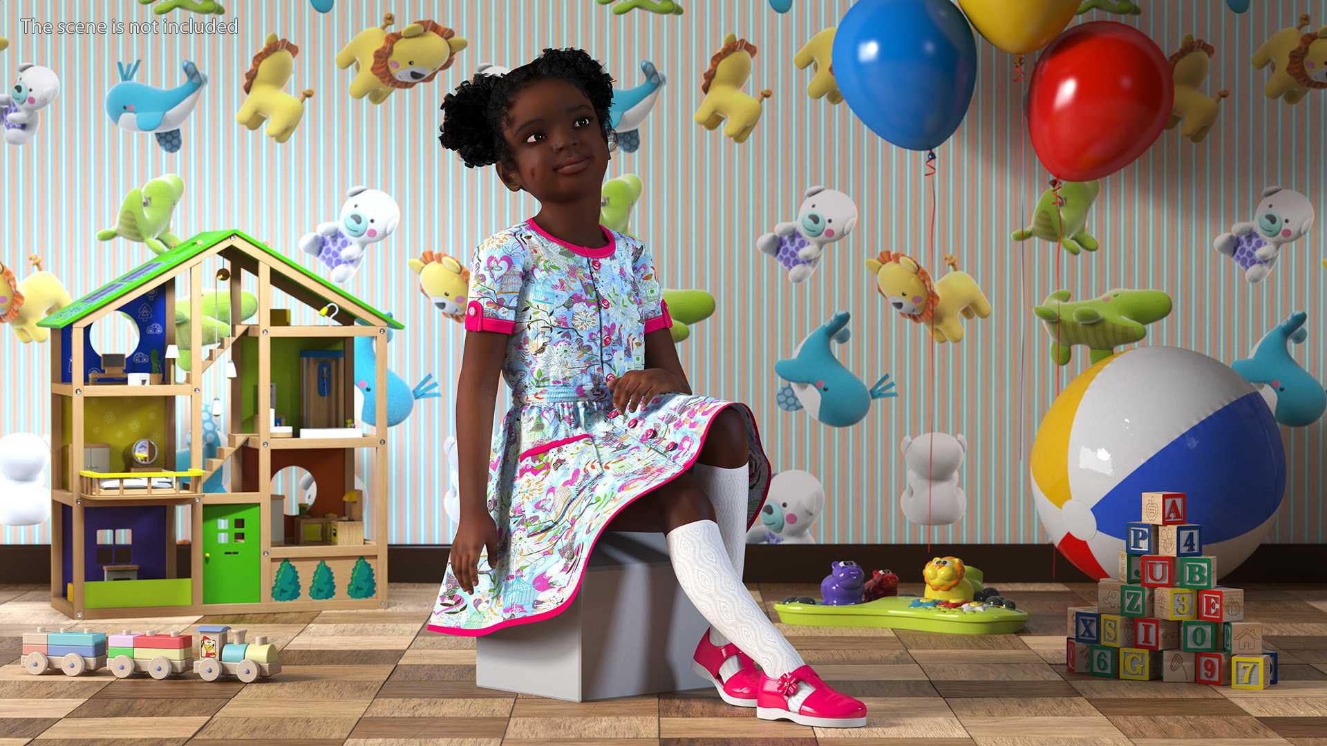 Everyday Style Black Girl Child Rigged for Maya 3D