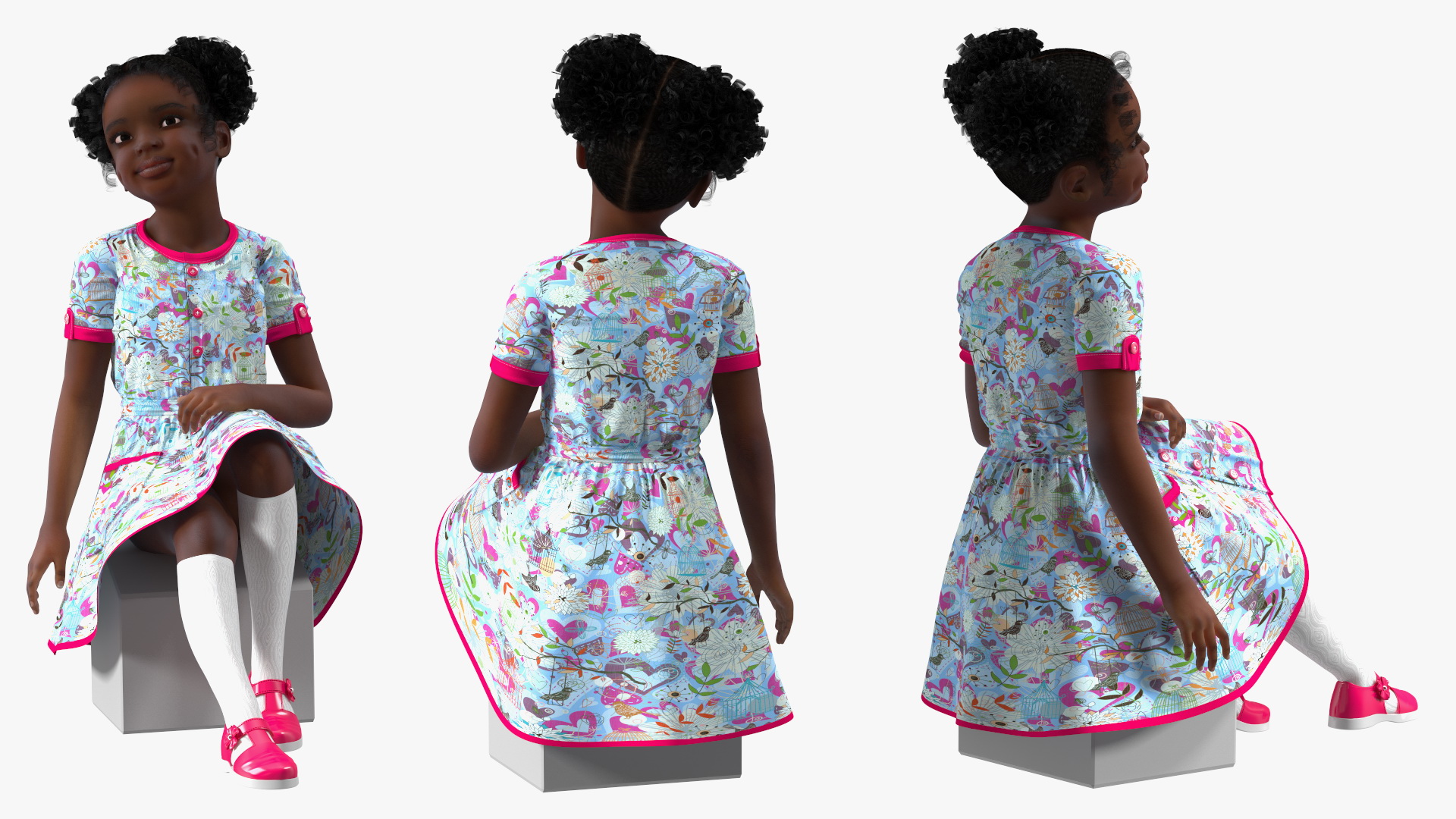 Everyday Style Black Girl Child Rigged for Maya 3D