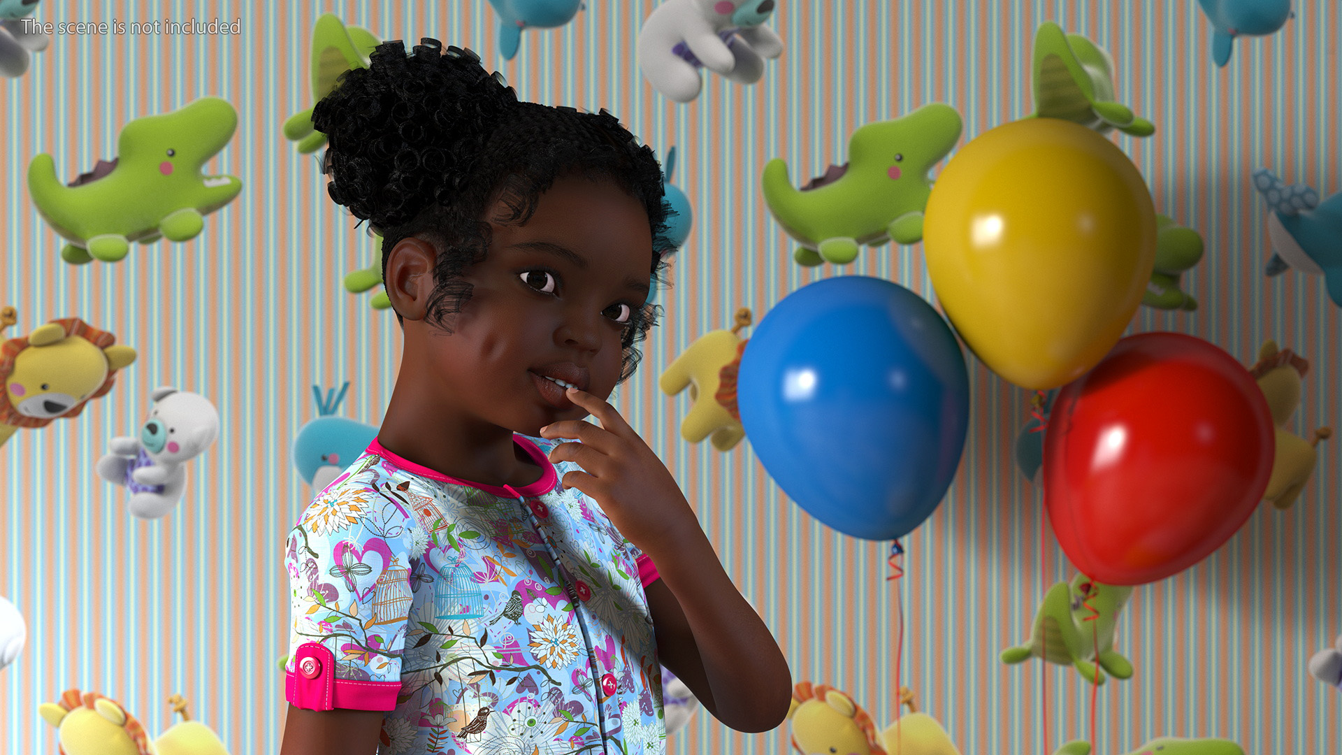 Everyday Style Black Girl Child Rigged for Maya 3D