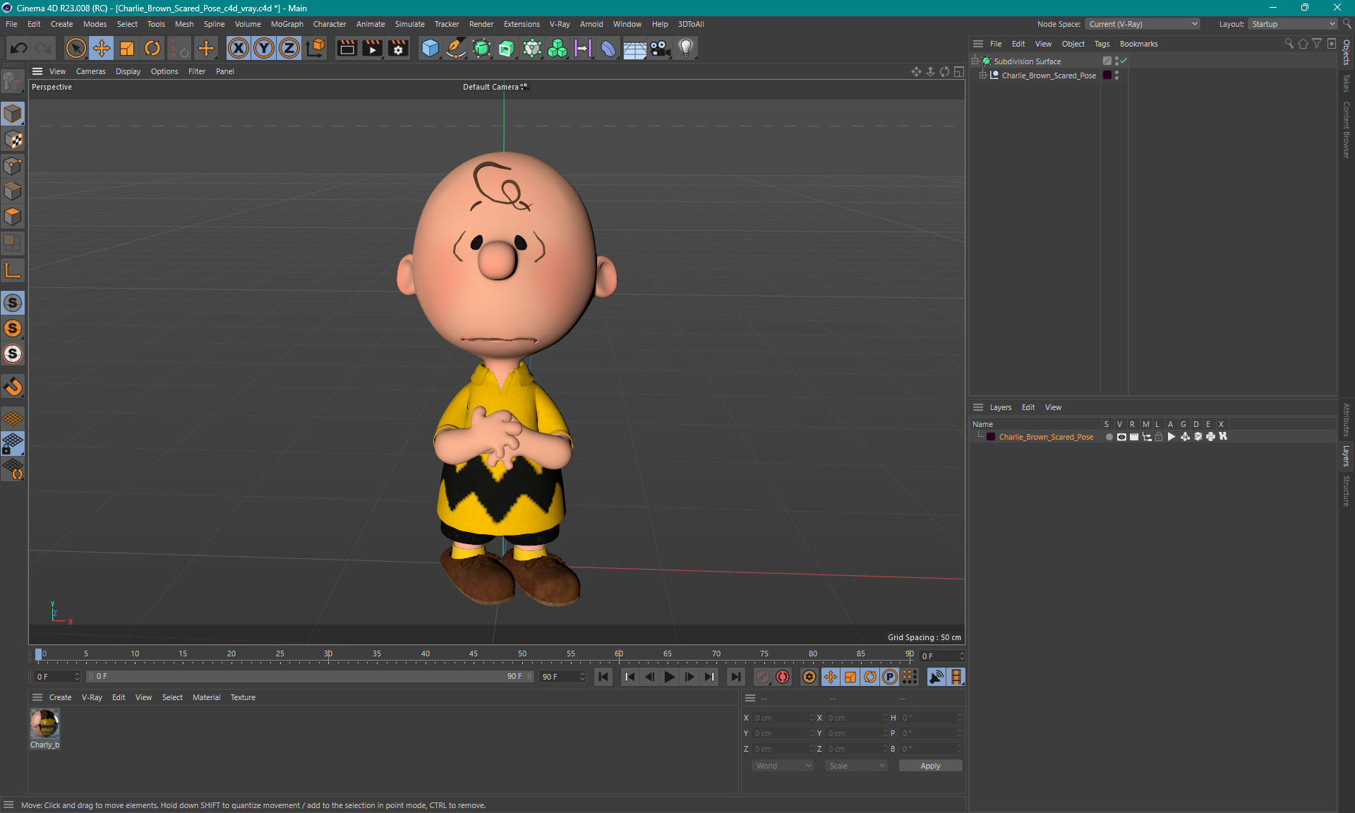 3D model Charlie Brown Scared Pose