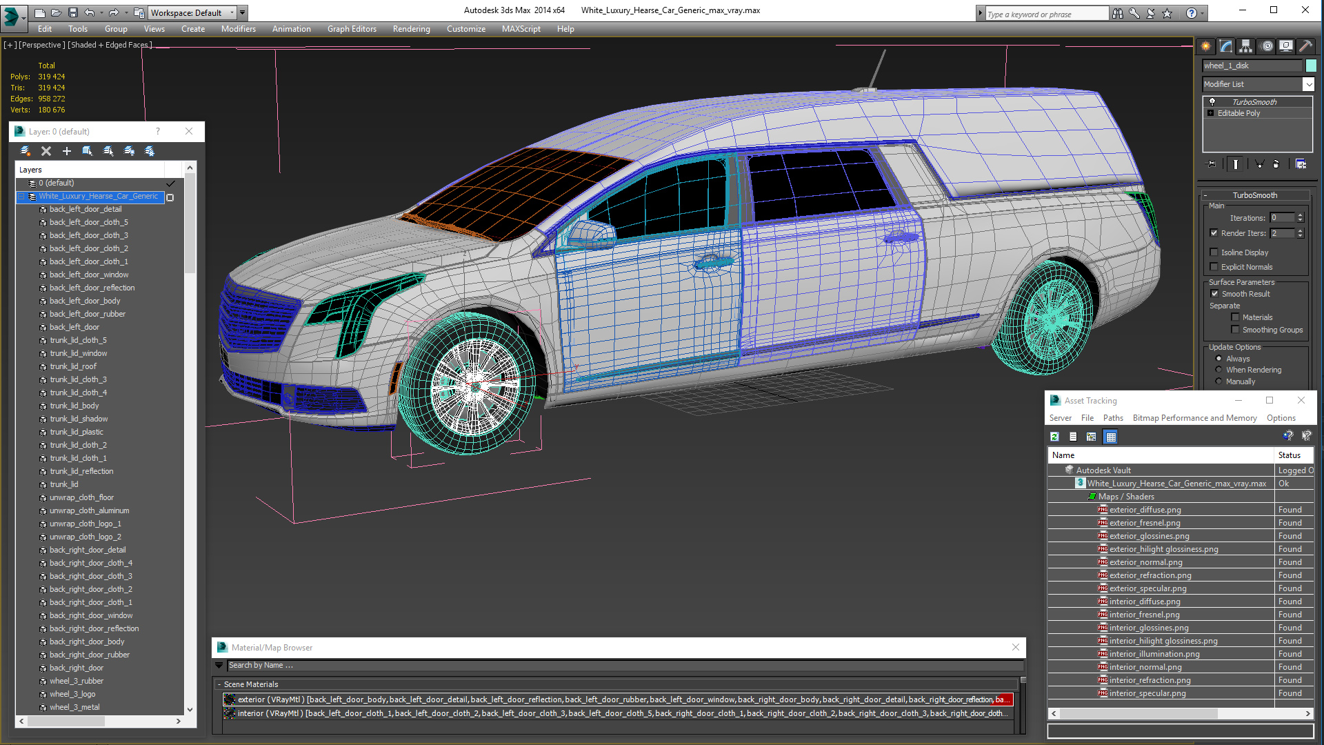 3D White Luxury Hearse Car Generic