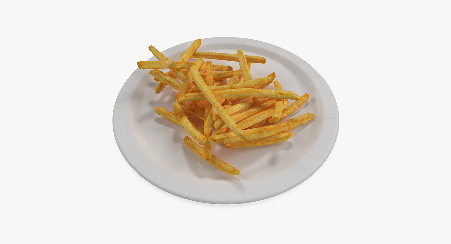 French Fries On Paper Plate 3D