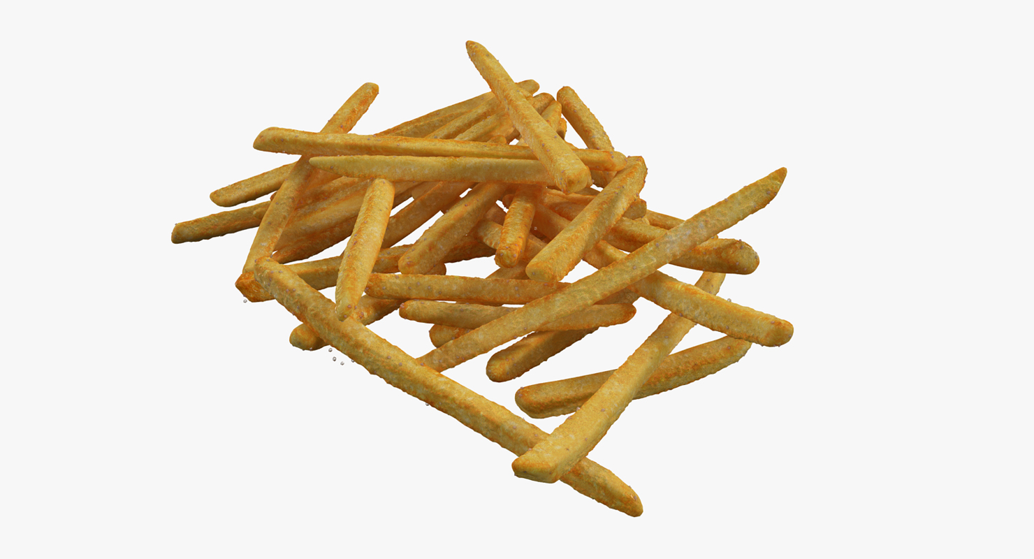 French Fries On Paper Plate 3D