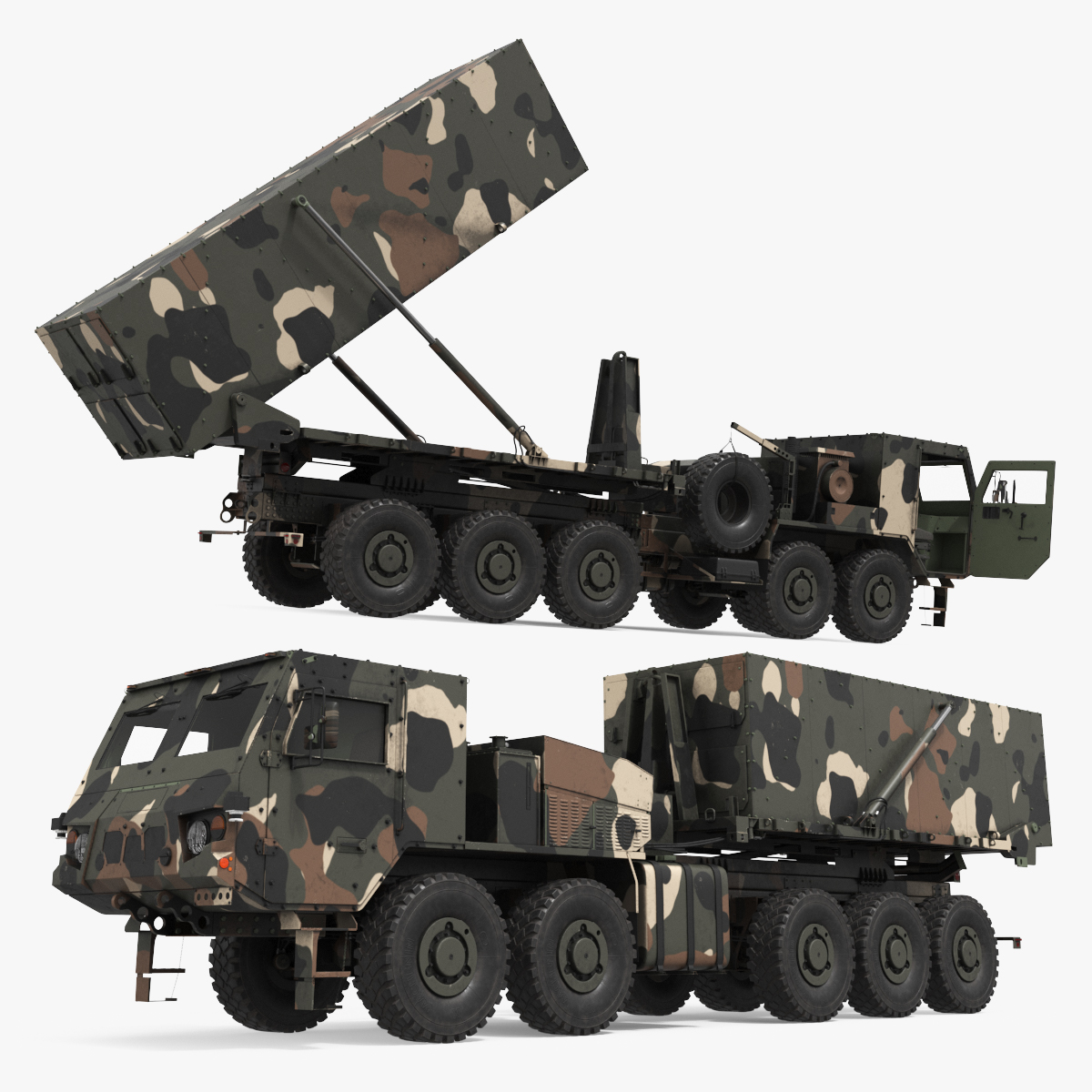 Heavy Duty Missile Launcher Vehicle with Module Camouflage Rigged