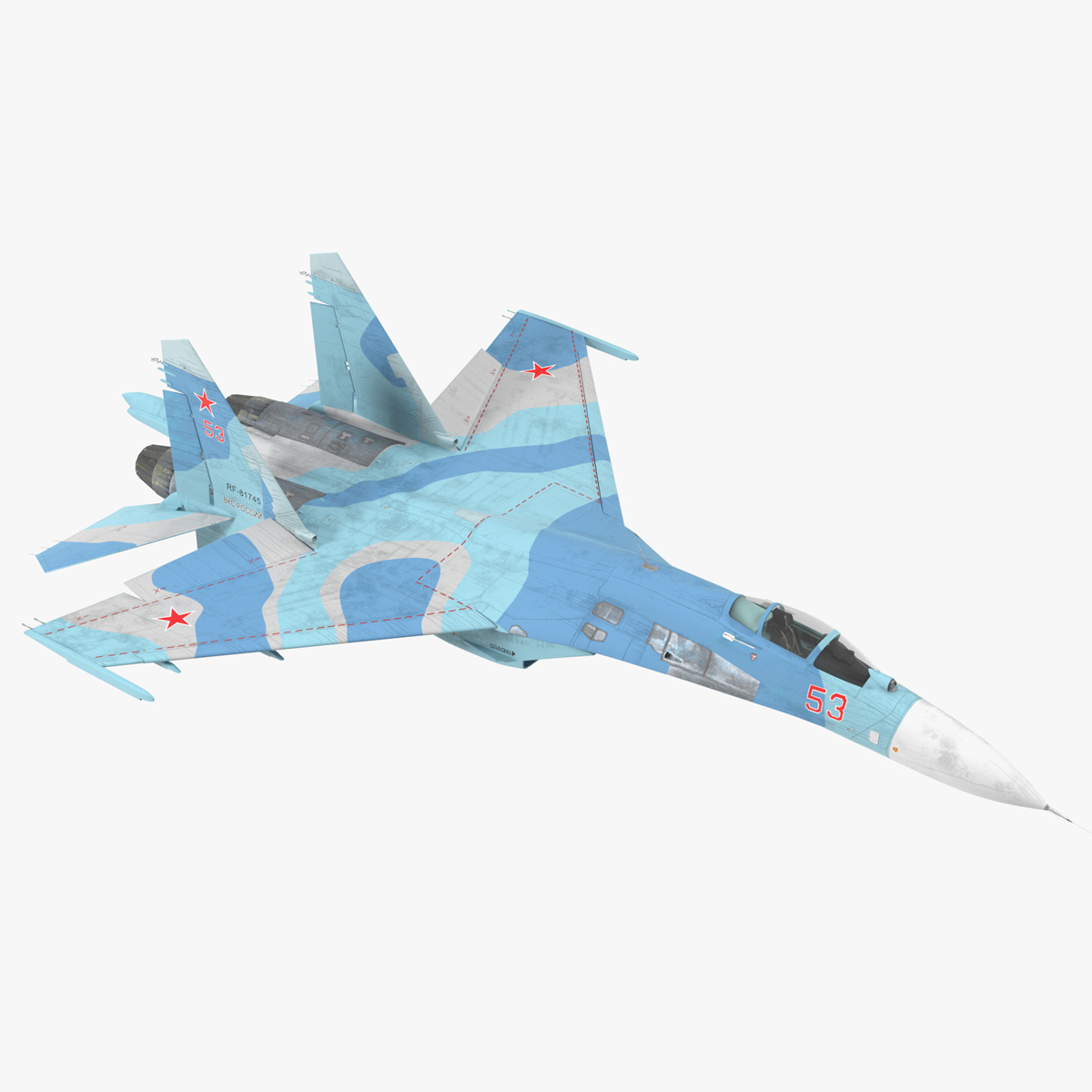 3D Russian Jet Aeroplane Sukhoi Su-27 Flanker Rigged for Maya model