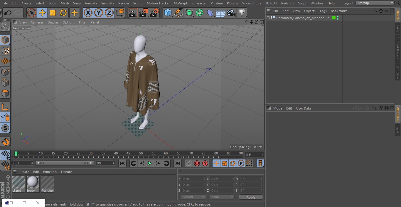 Decorated Poncho on Mannequin 3D model