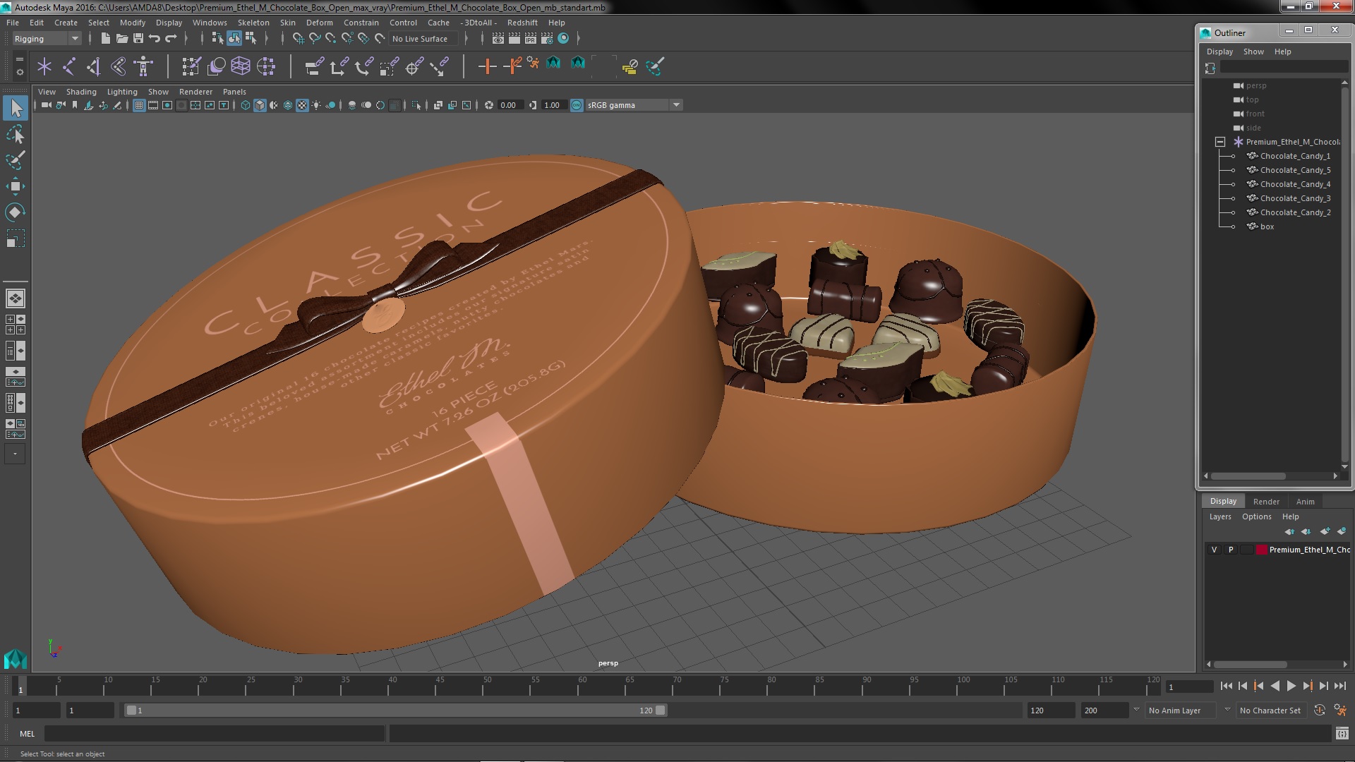 Premium Ethel M Chocolate Box Open 3D model