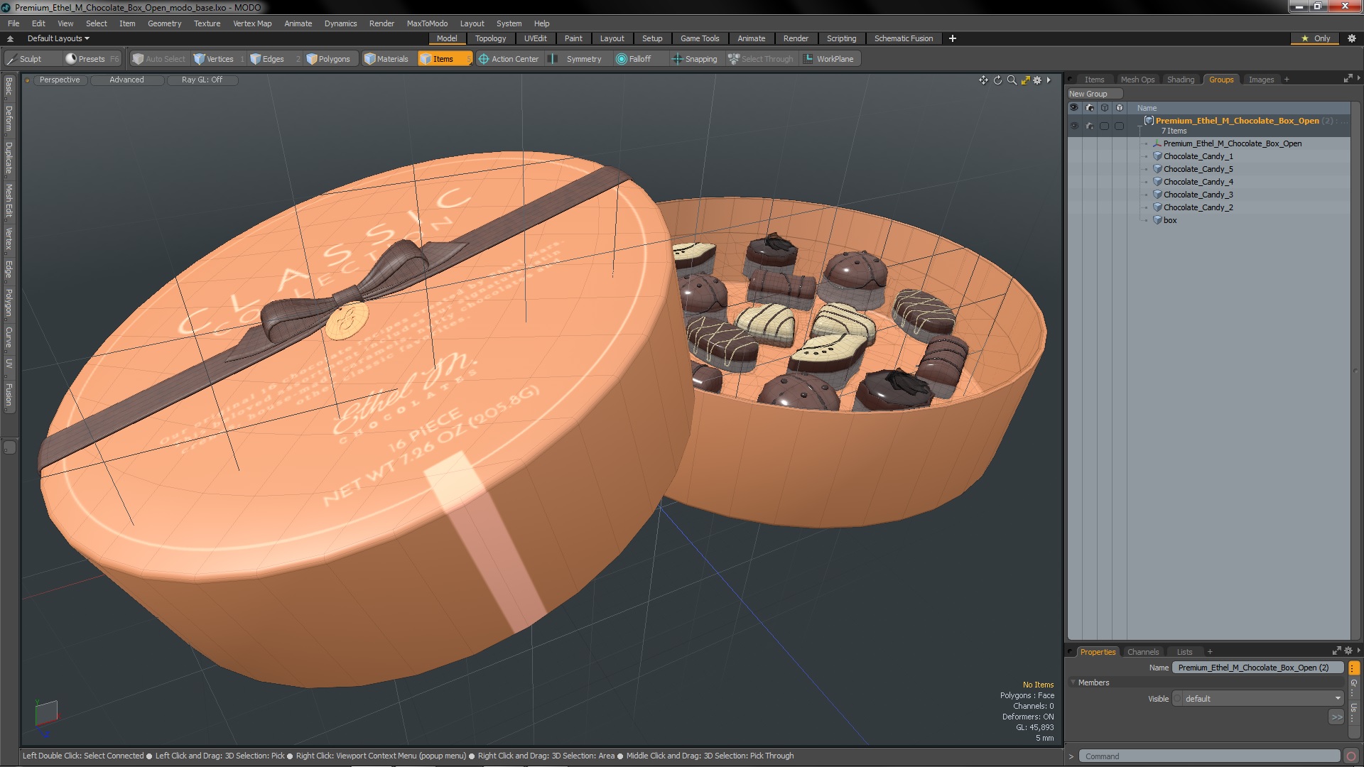 Premium Ethel M Chocolate Box Open 3D model
