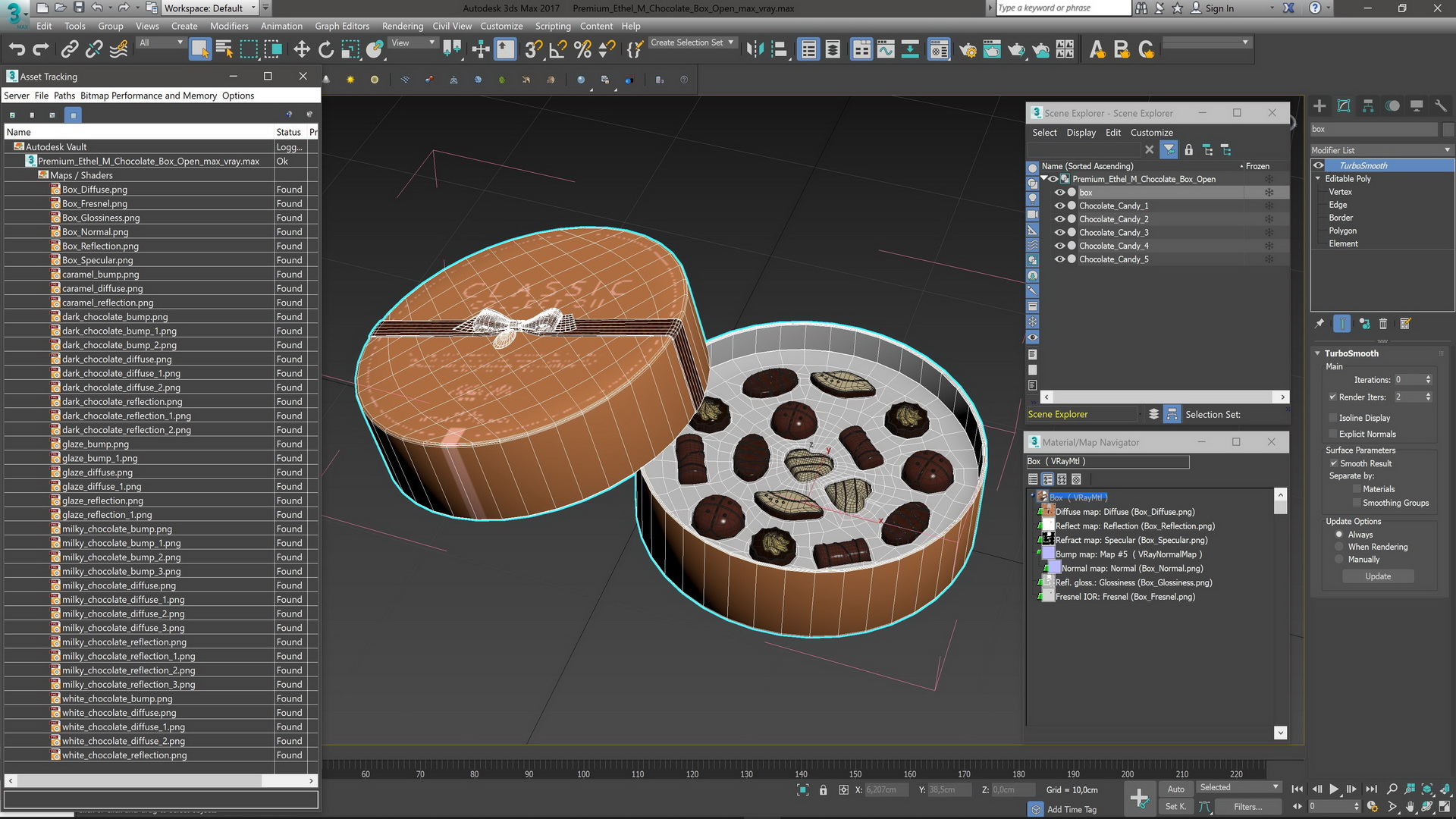Premium Ethel M Chocolate Box Open 3D model
